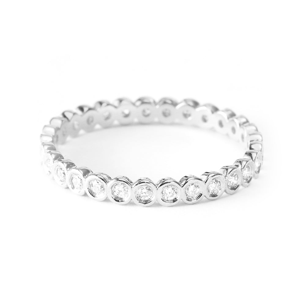 Bezel Full Eternity Wedding Band, 14K Yellow Gold Ring OOAK ♥