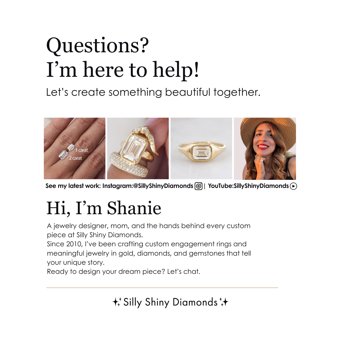 Emerald Cut Solitaire Diamond Engagement Ring 2mm Band 14K Gold, Arya