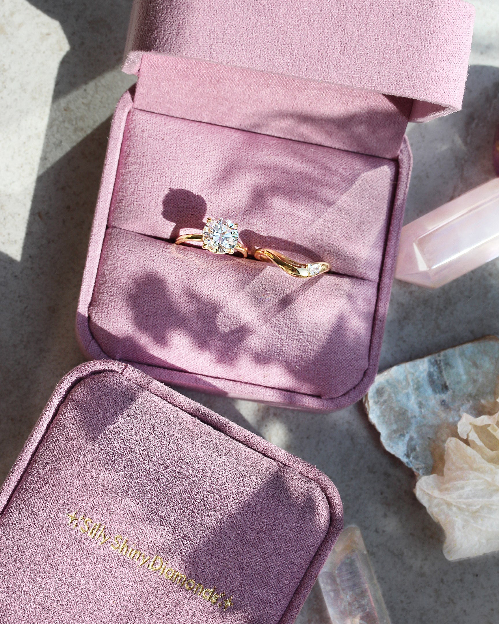 Wave Curved Gold Wedding Pear Diamond Nesting Ring - Silk Wave Mila