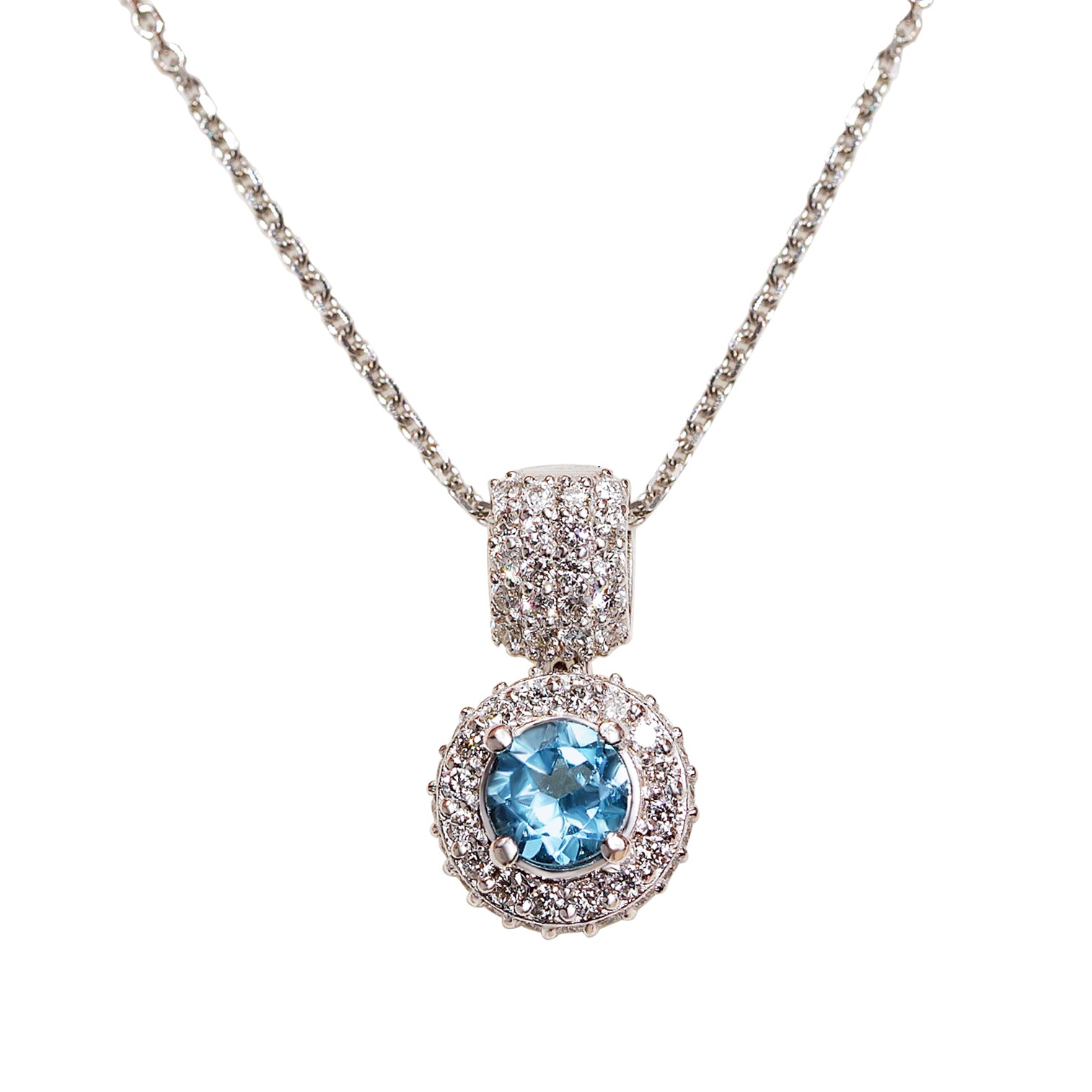 Blue Topaz and Diamonds Chubby Pendant Basic