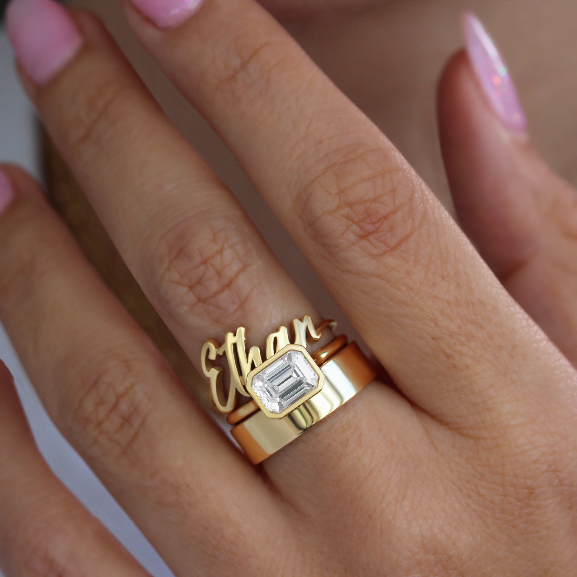 6mm Wide 14K / 18K Solid Gold Cigar Men Wedding Ring Unisex