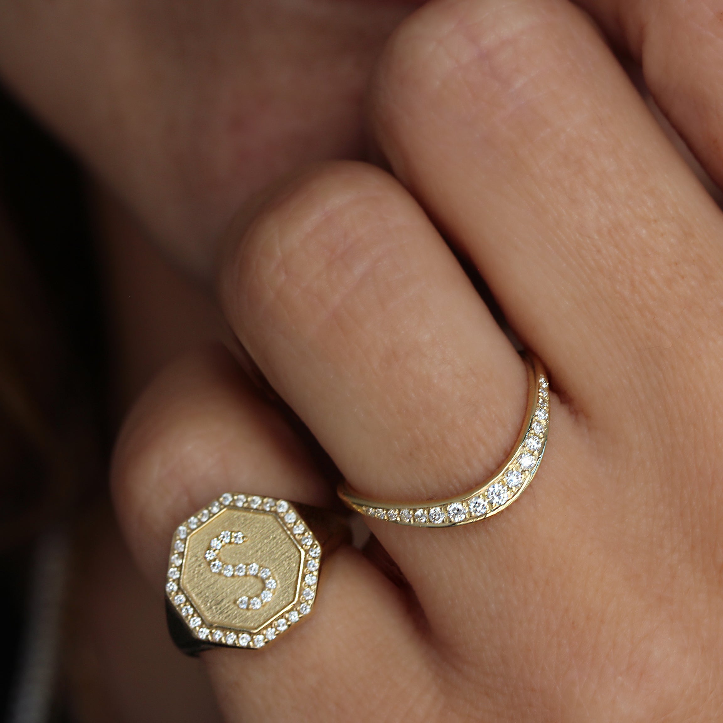 Round Curve Band Stacking Ring, Nesting Ring U Shape Wedding Ring - Kyle