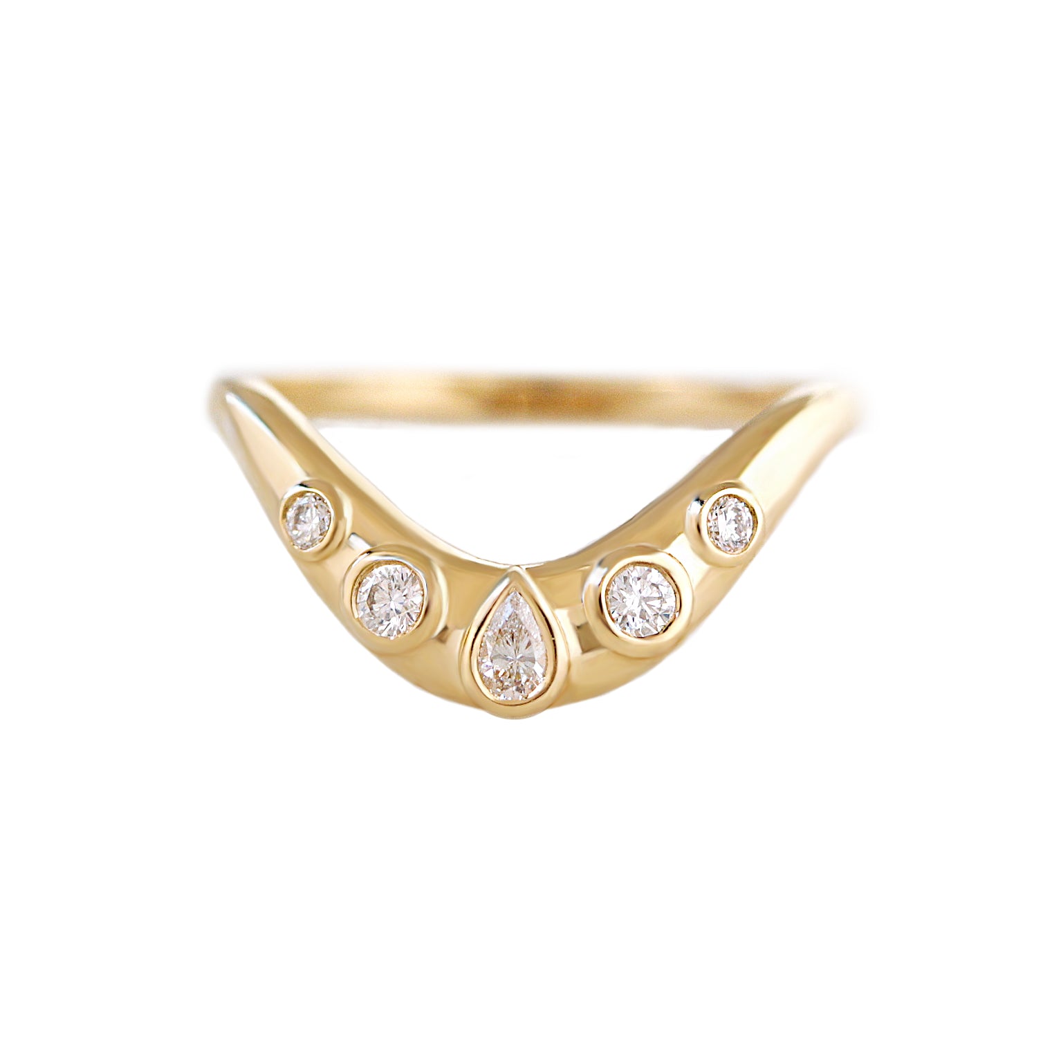 Statement Marquise Diamond Gold Curve Wedding Sideband Mila 2 ♥