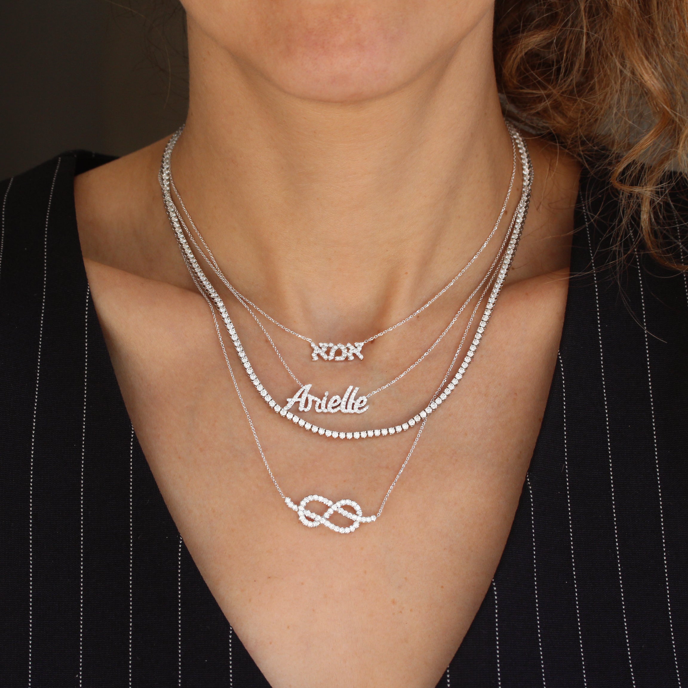 Hebrew Name Gold and Diamond Necklace - Personalized Necklace