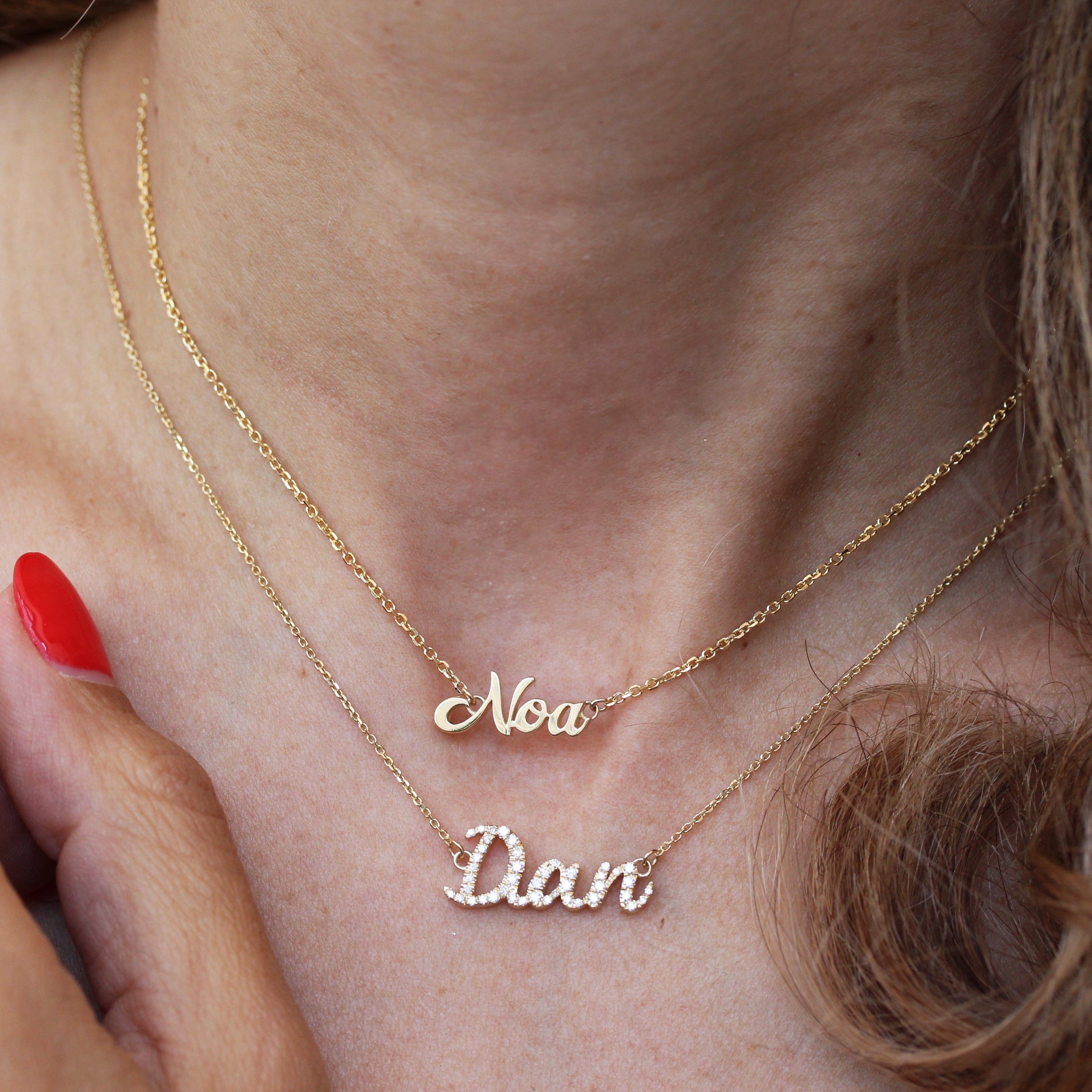 Personalized Gold & Diamonds Name Pendant.