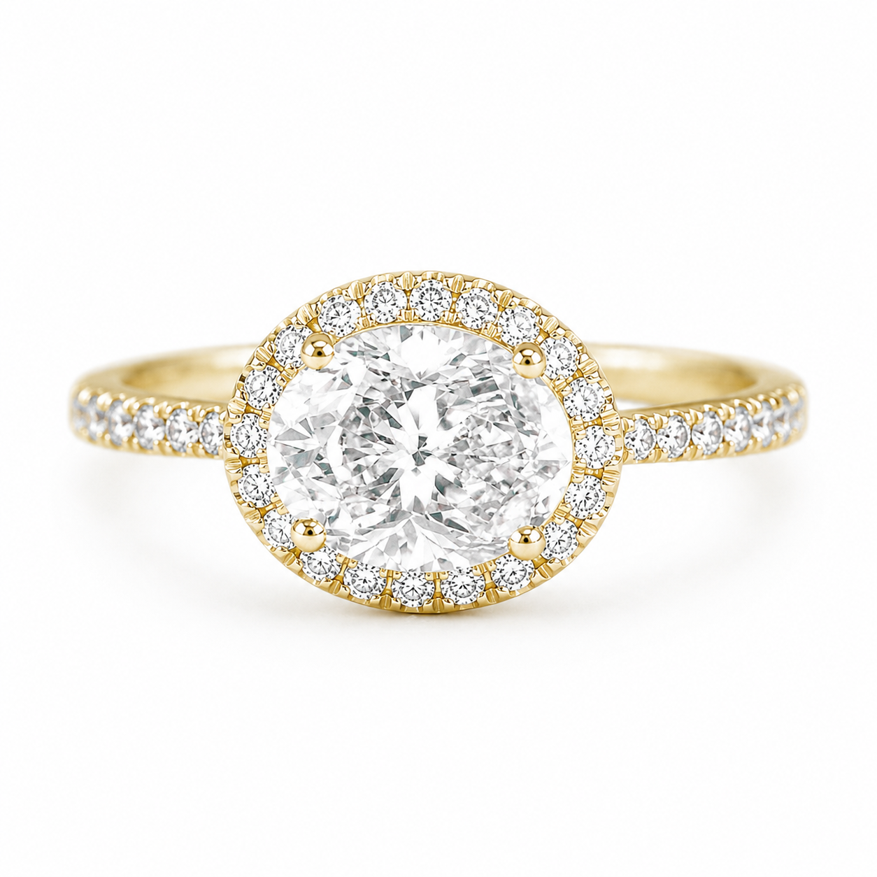1CT Oval Diamond Halo Unique East West Engagement Ring - "Ivy" ♥