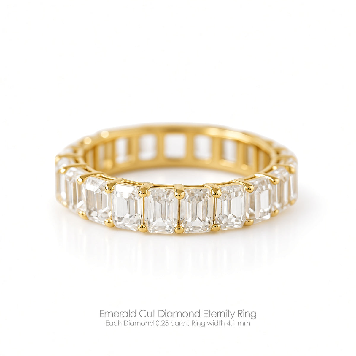 Emerald Cut Diamond 3.8mm Eternity Ring