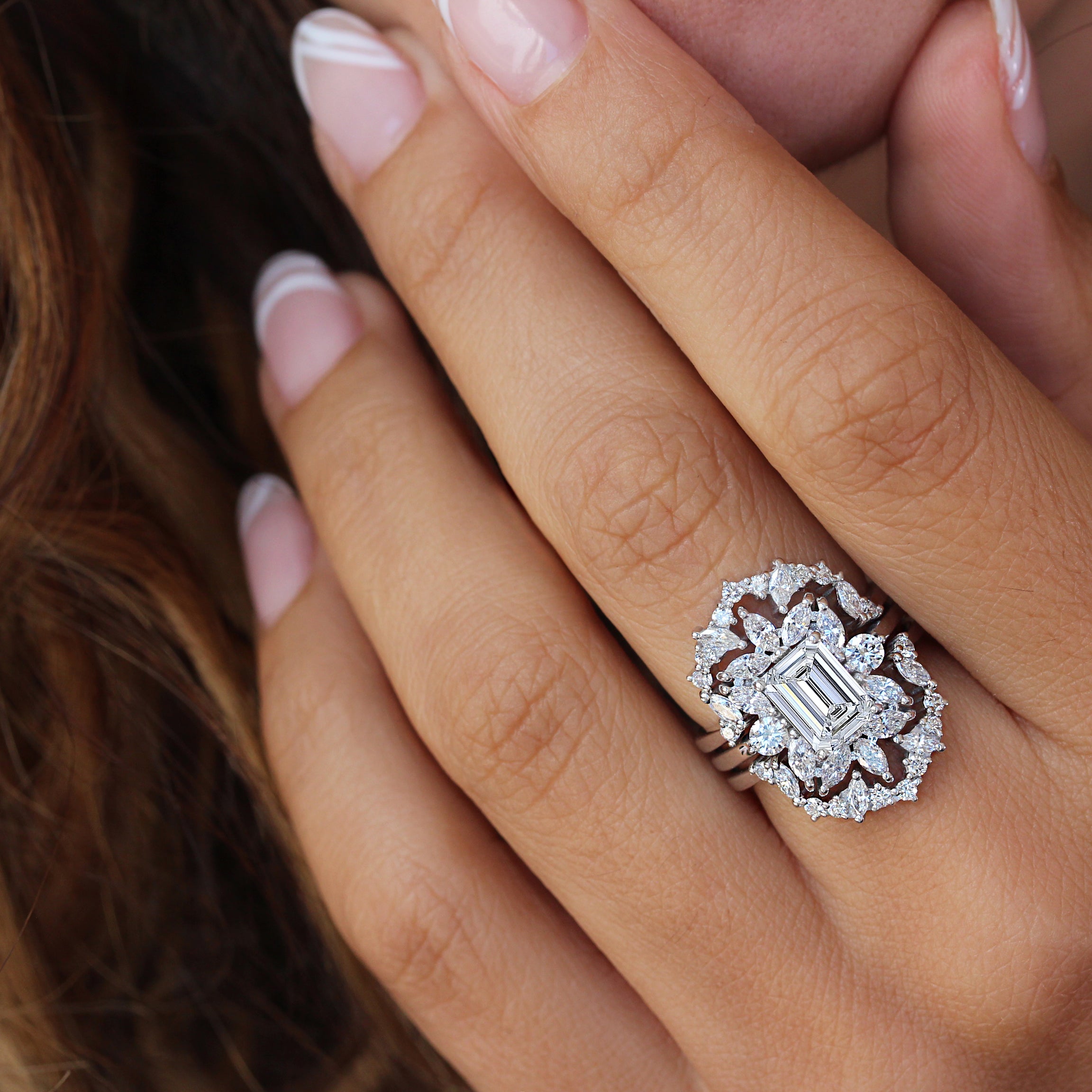 Emerald Cut 1.70 carat Diamond Royal white gold Engagement ring, Charlotte