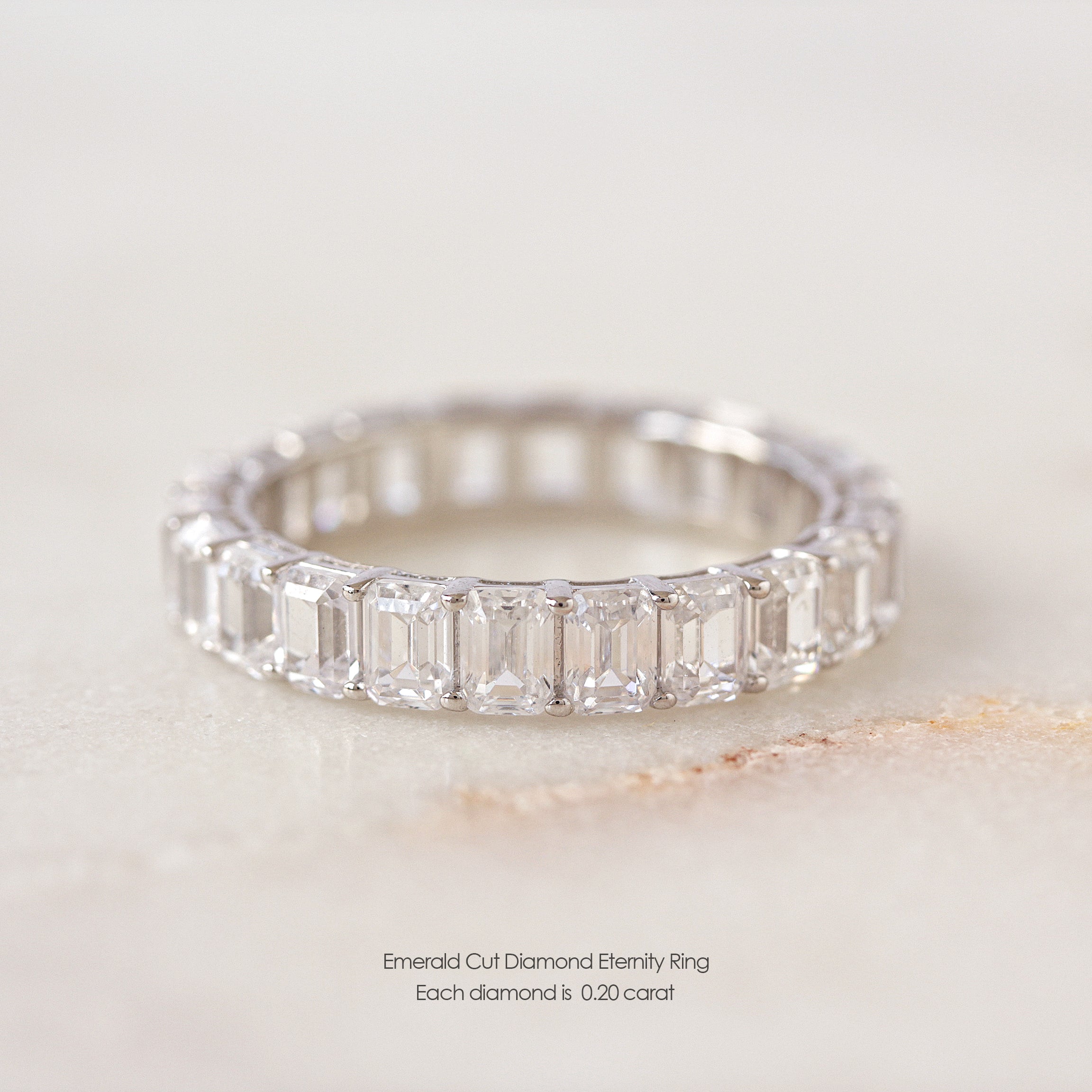 Emerald Cut Diamond 3.8mm Eternity Ring