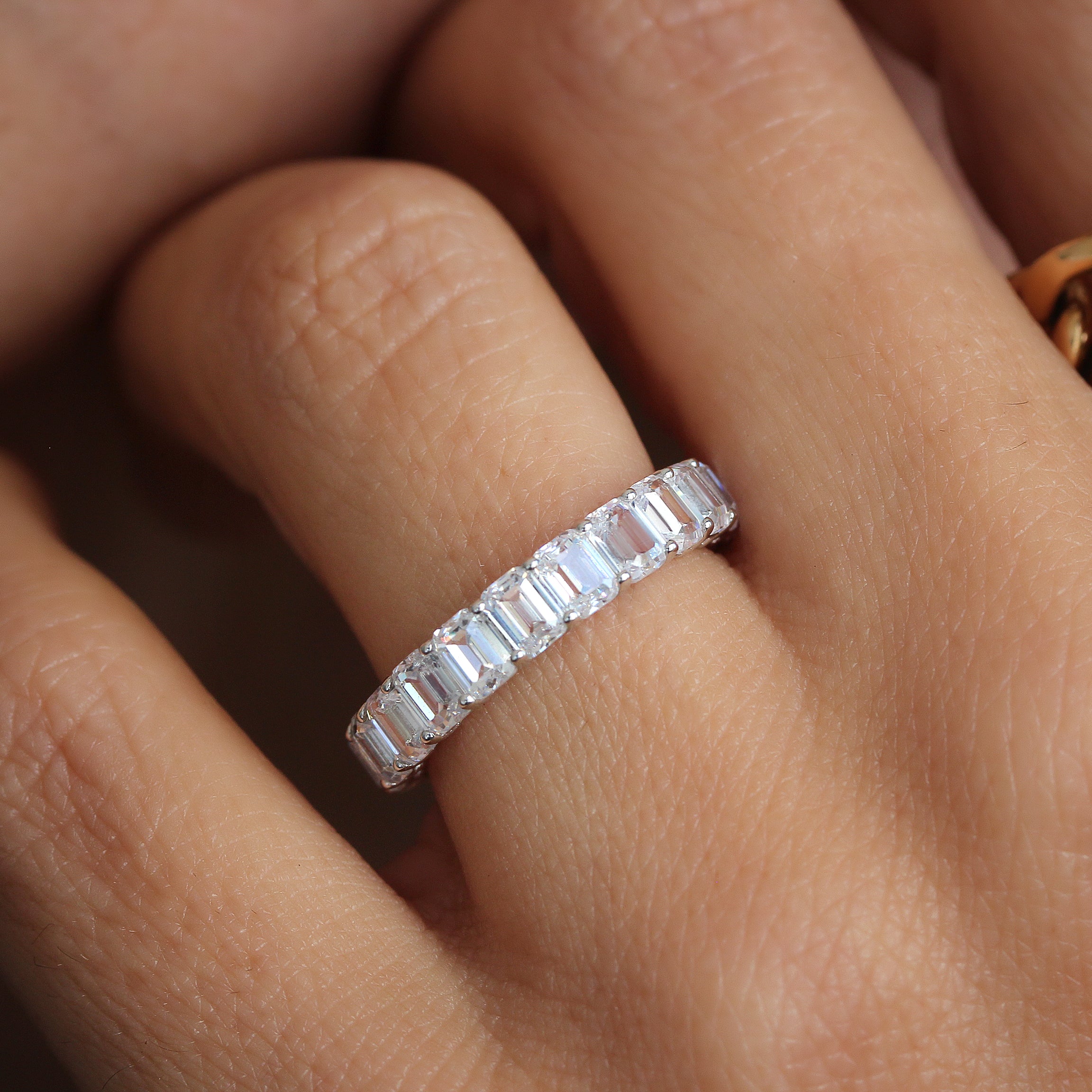 Emerald Cut Diamond 4.1mm Eternity Ring