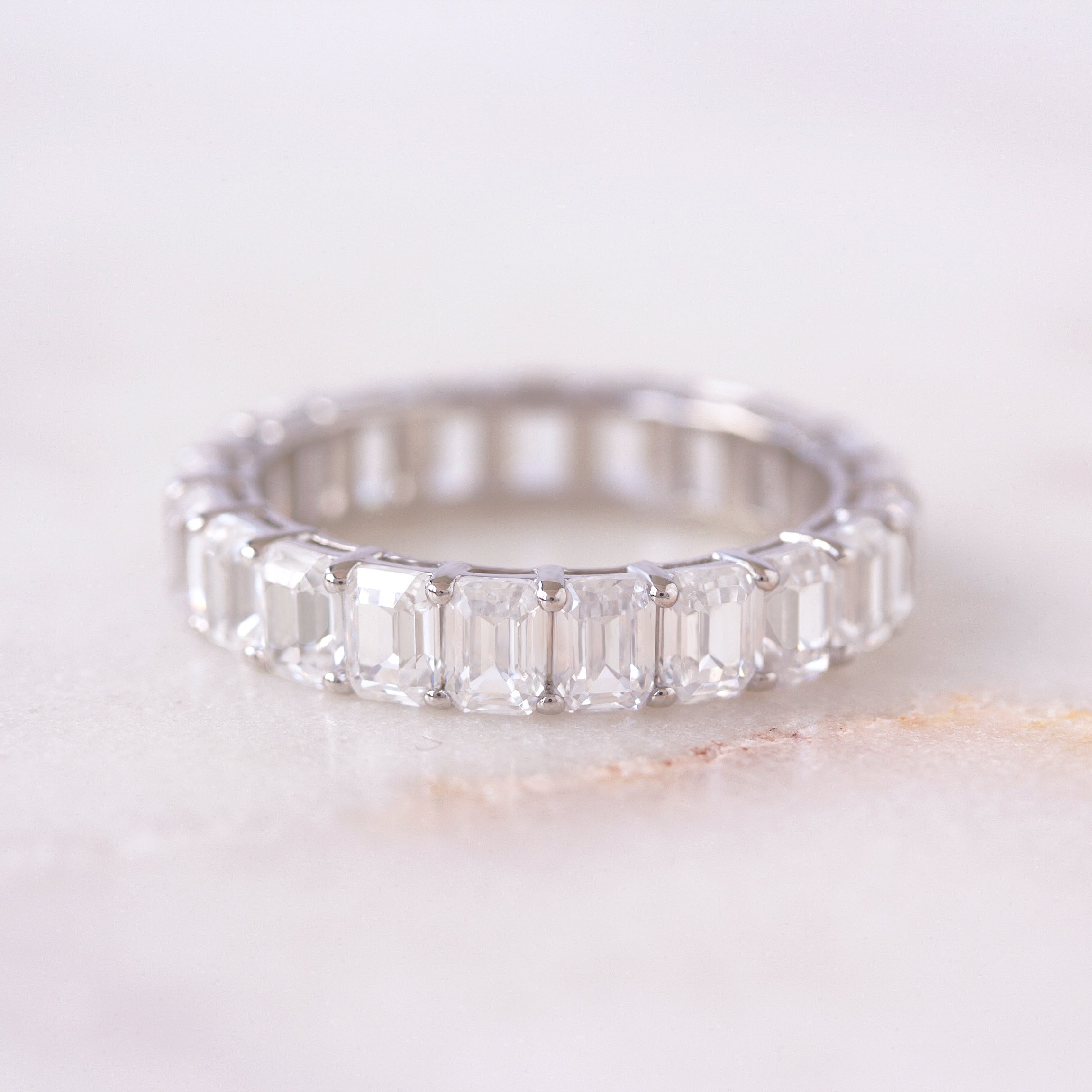 Emerald Cut Diamond 4.1mm Eternity Ring