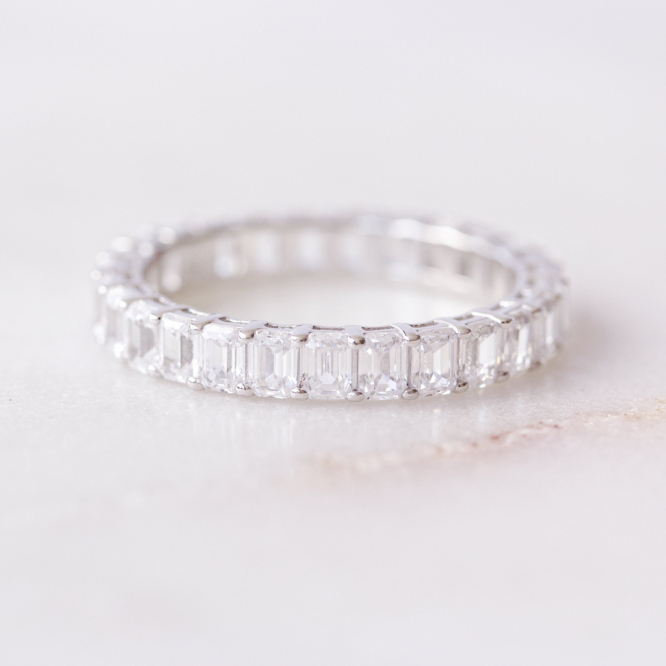 Emerald Cut Diamond 3.1mm Eternity Ring