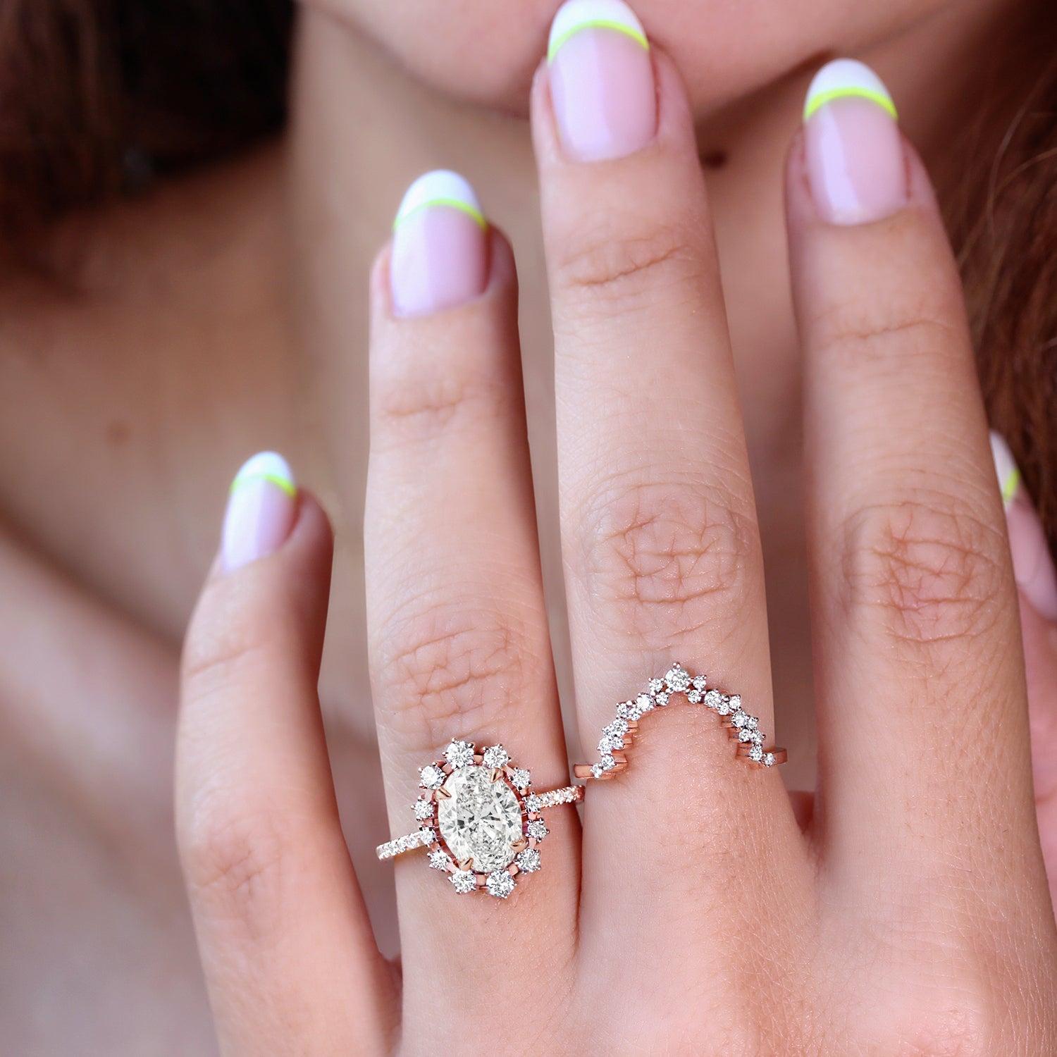 Oval Diamond & Halo Unique Engagement Ring Glory