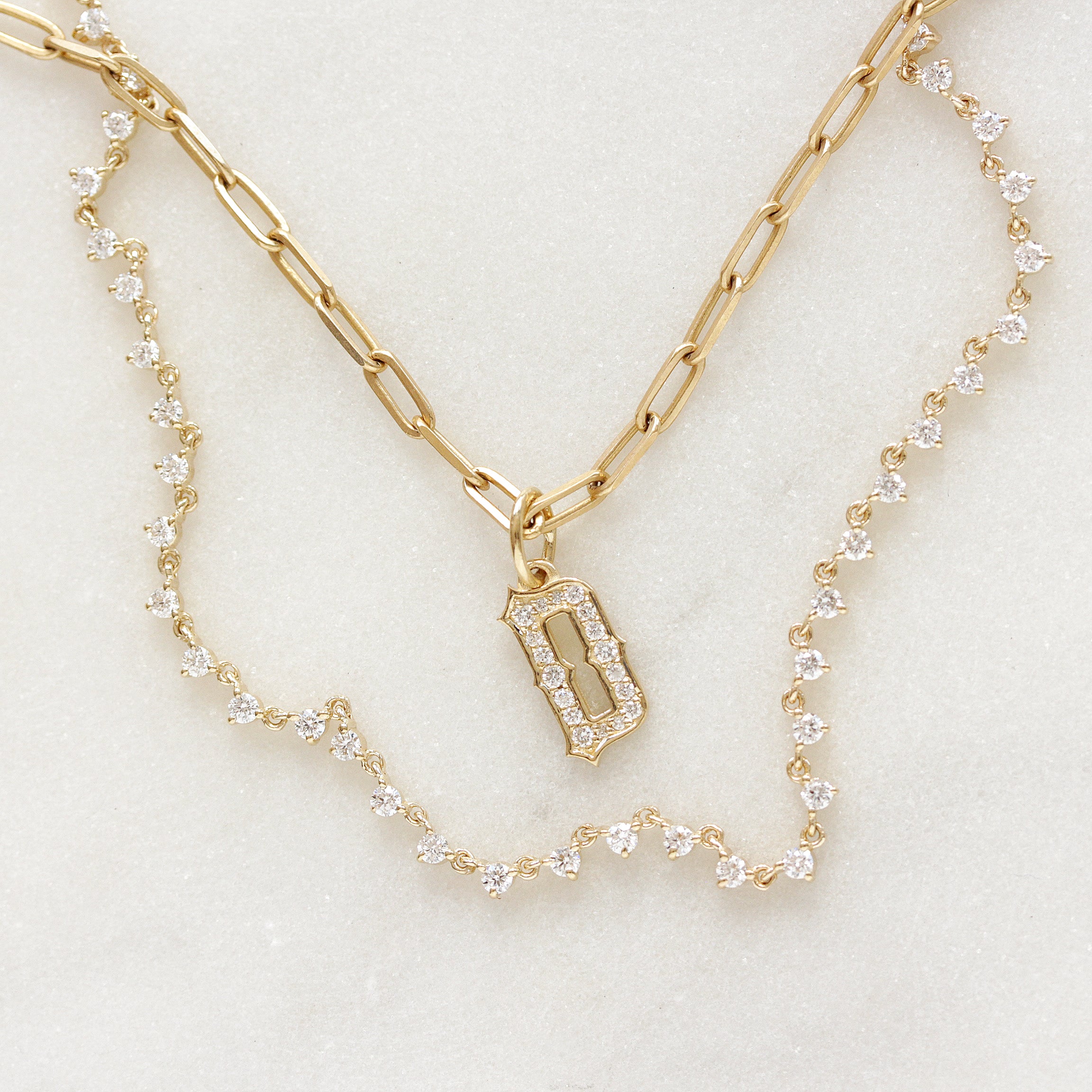 Floating Diamond Tennis Necklace yellow gold
