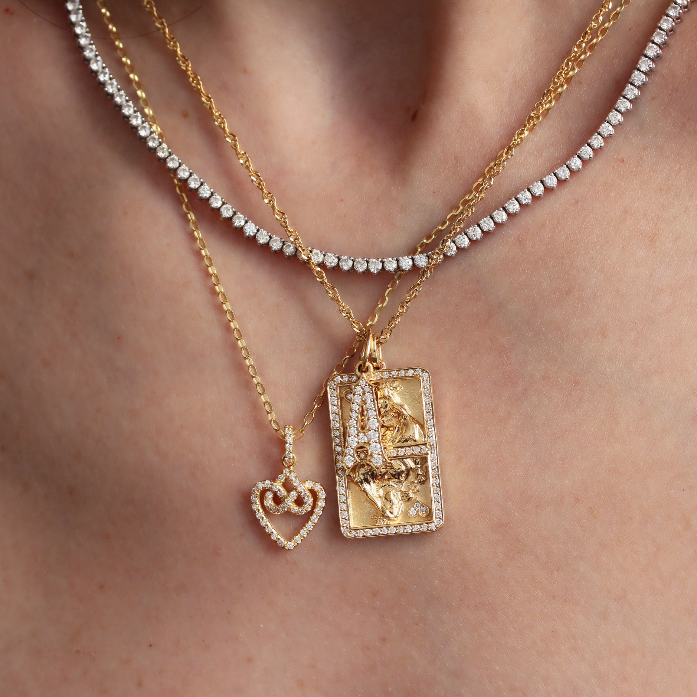 Infinity hearts lock knot dainty diamond pendant necklace ♥