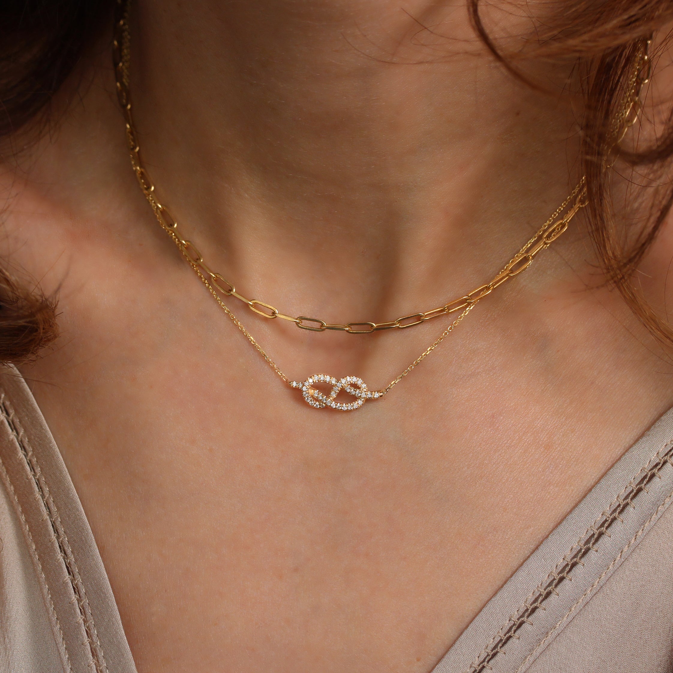 Small Infinity Knot Diamond Necklace