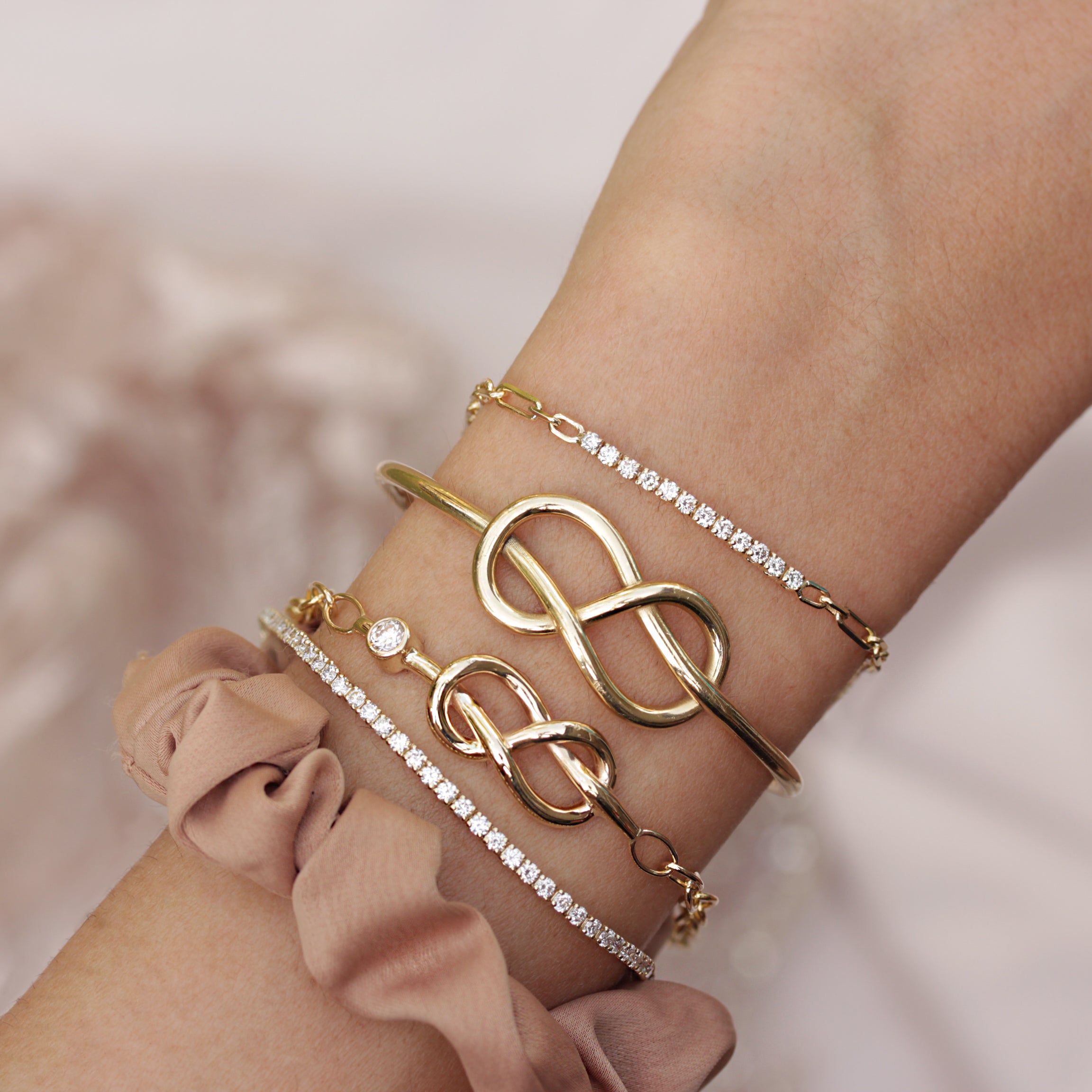 Large Infinity Knot Gold Cuff Bangle