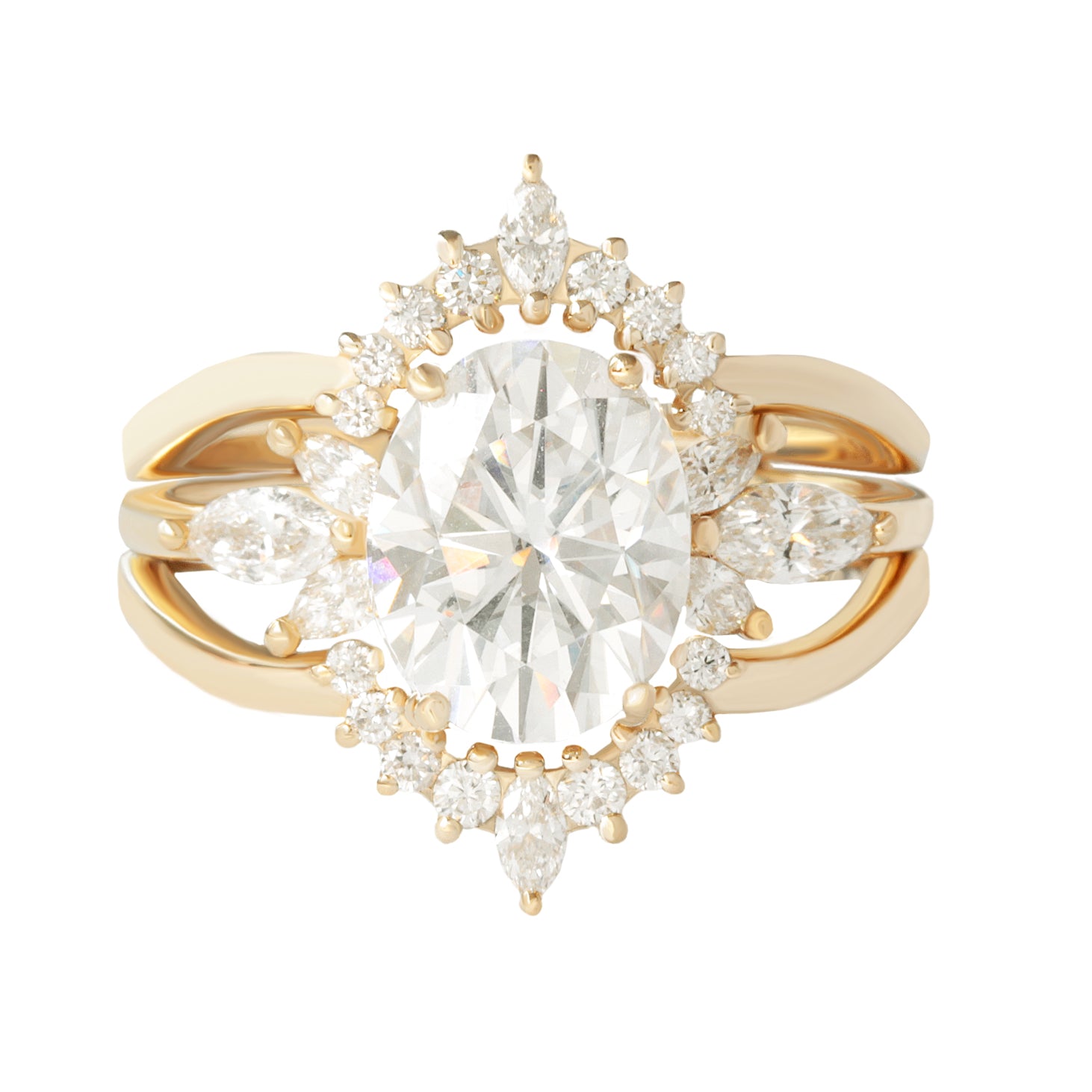 3 Carat Oval Diamond Engagement Ring, Hidden Halo - Jordan ♥