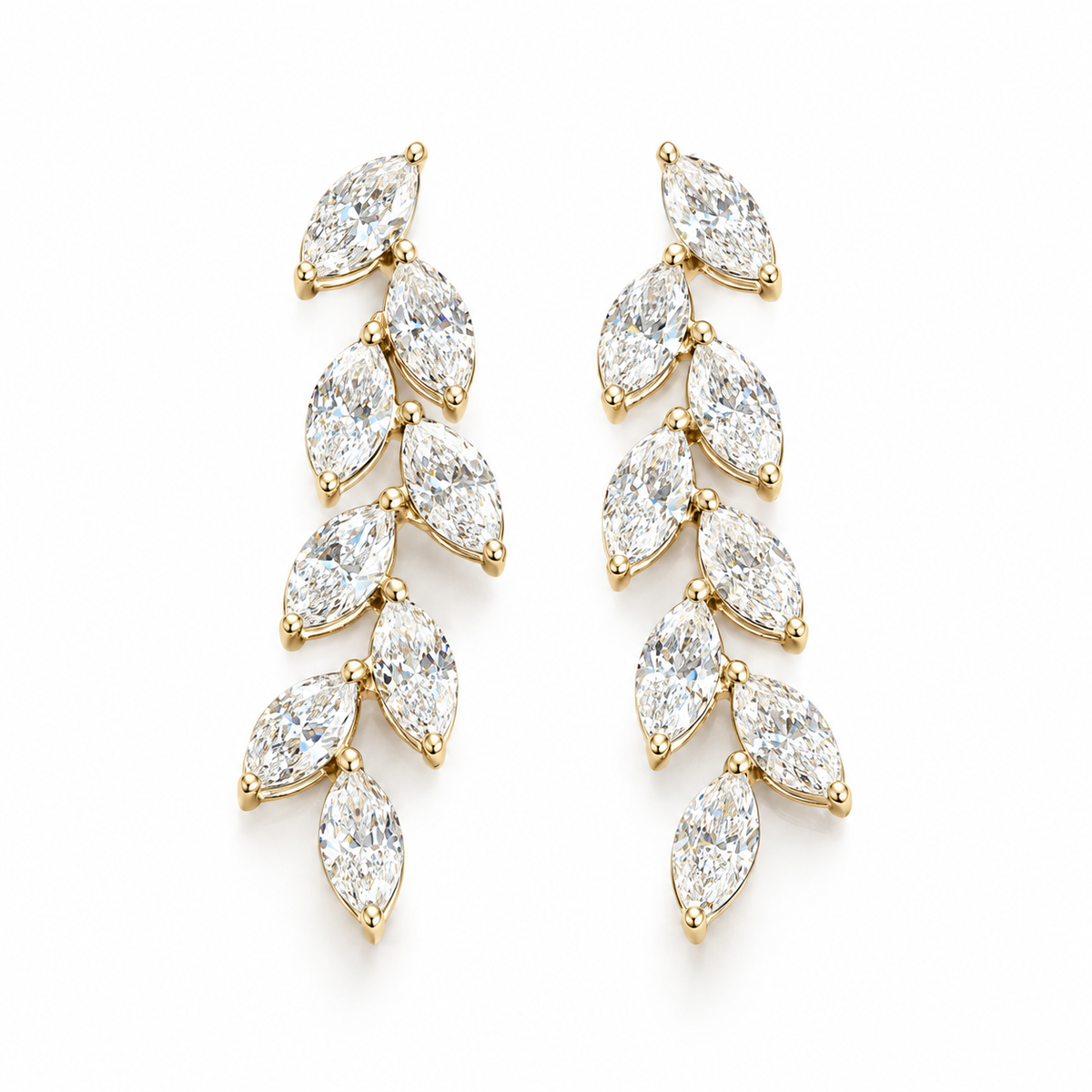 Marquise Flower Dangle עגילי יהלום עם שרשרת ♥ Romi