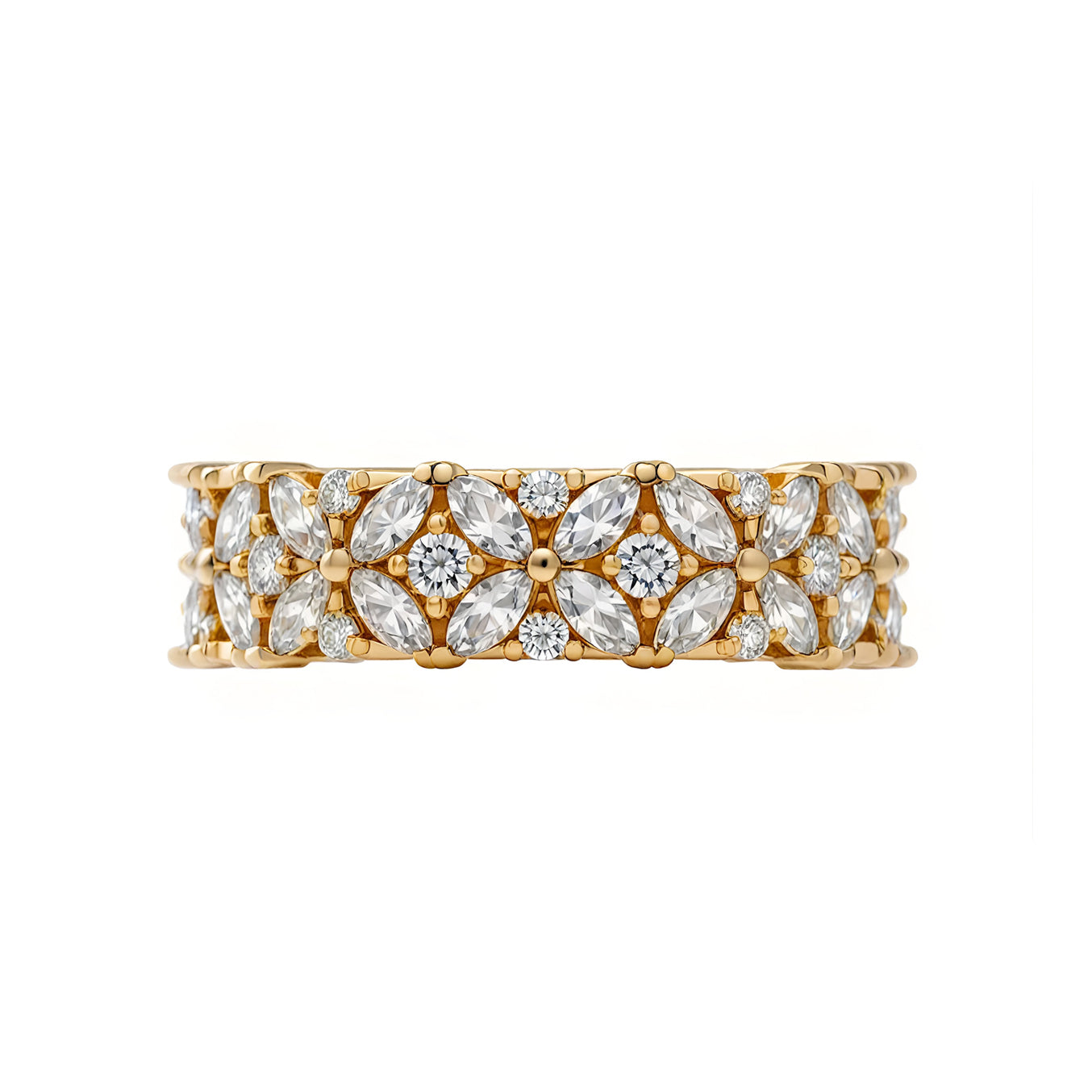 Half Eternity Pattern Marquise & Round 5.5mm Wide Diamond Ring
