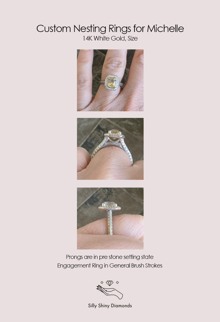 Private listing for Michelle - Two Nesting Rings,14K White Gold, Lab Diamonds
