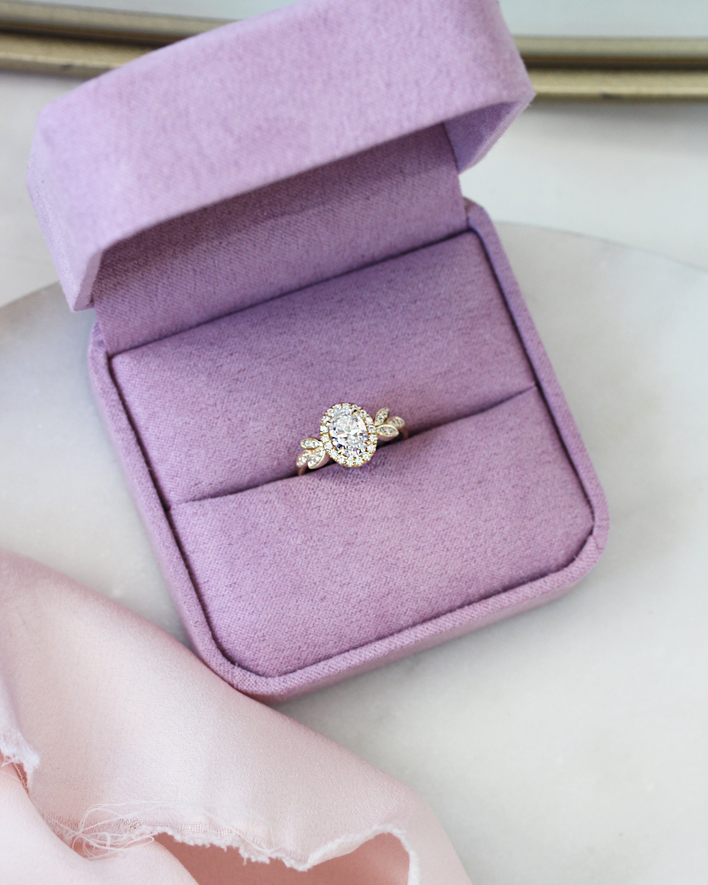 Oval Diamond Engagement Two Rings Set - Minimal Lily & Ariana ♥