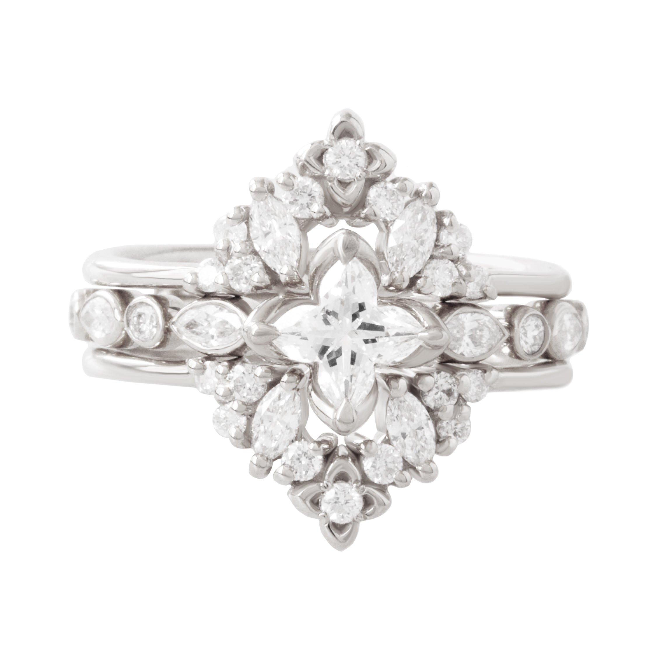 Orchid Cut Diamond Engagement Ring and Ring Guard Jasmin