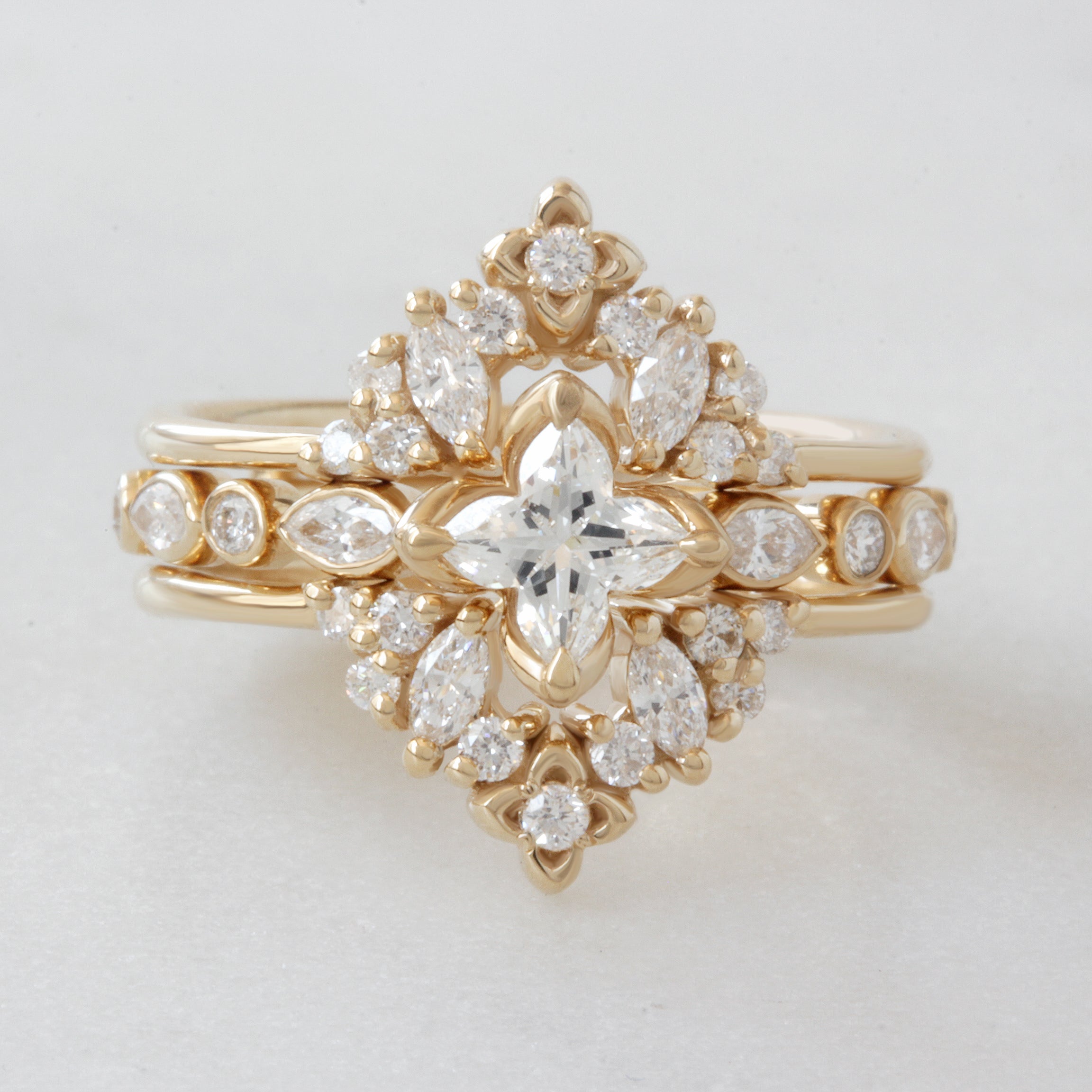 Orchid Cut Diamond Engagement Ring and Ring Guard Jasmin