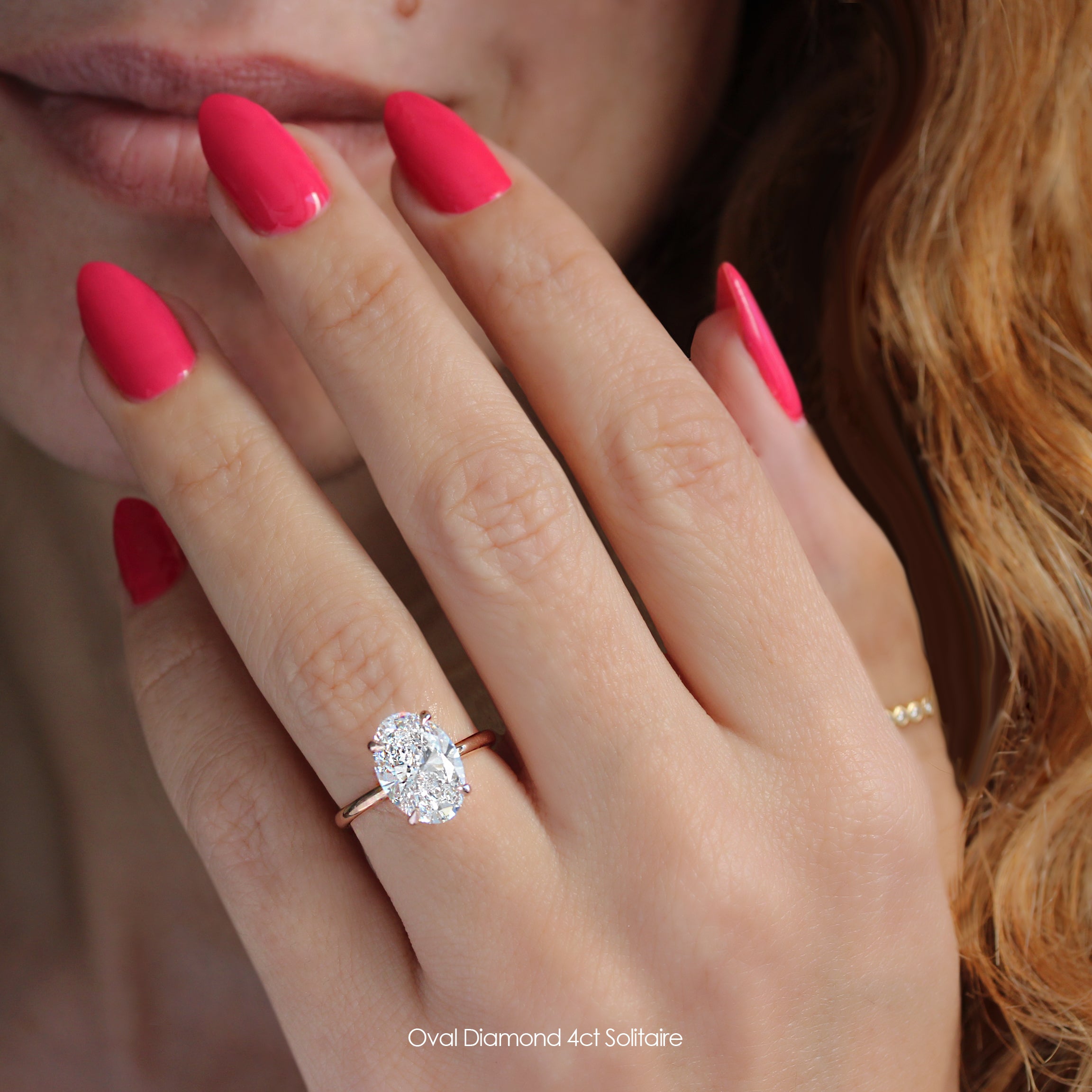 4ct Oval diamond solitaire rose gold
