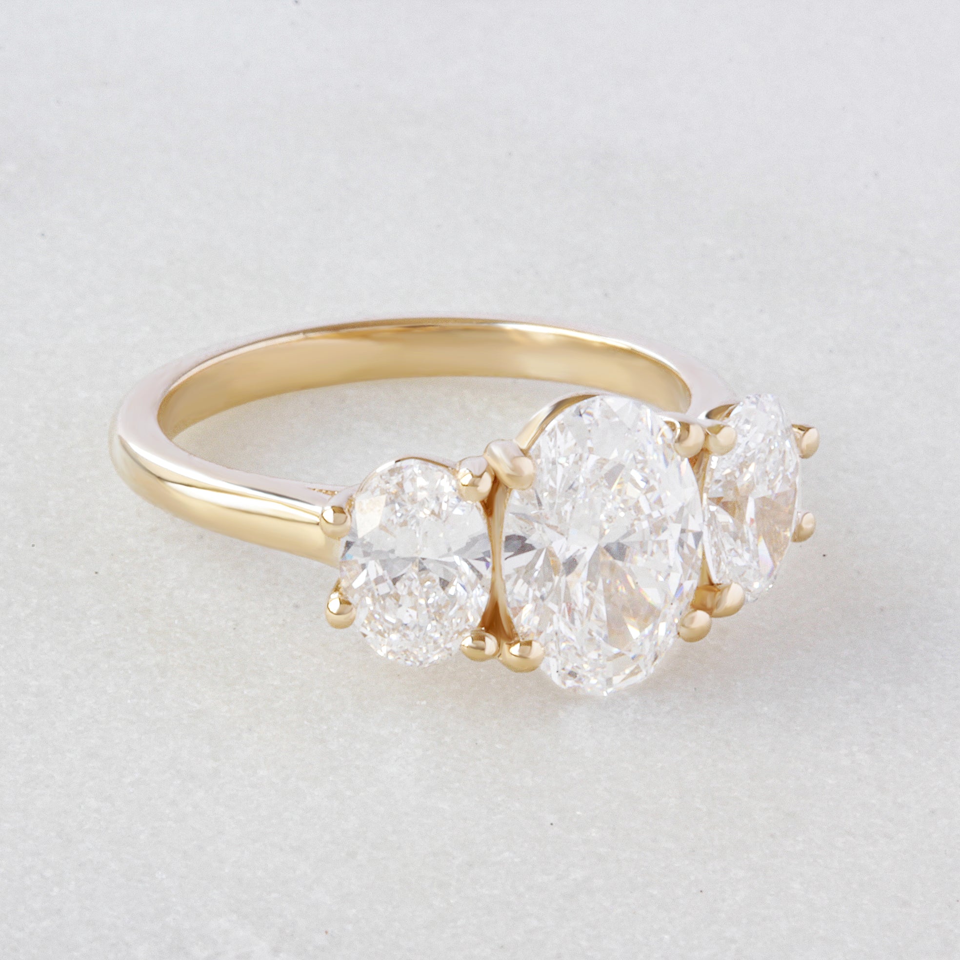 Three Stone Oval Lab Grown Diamonds Engagement Ring