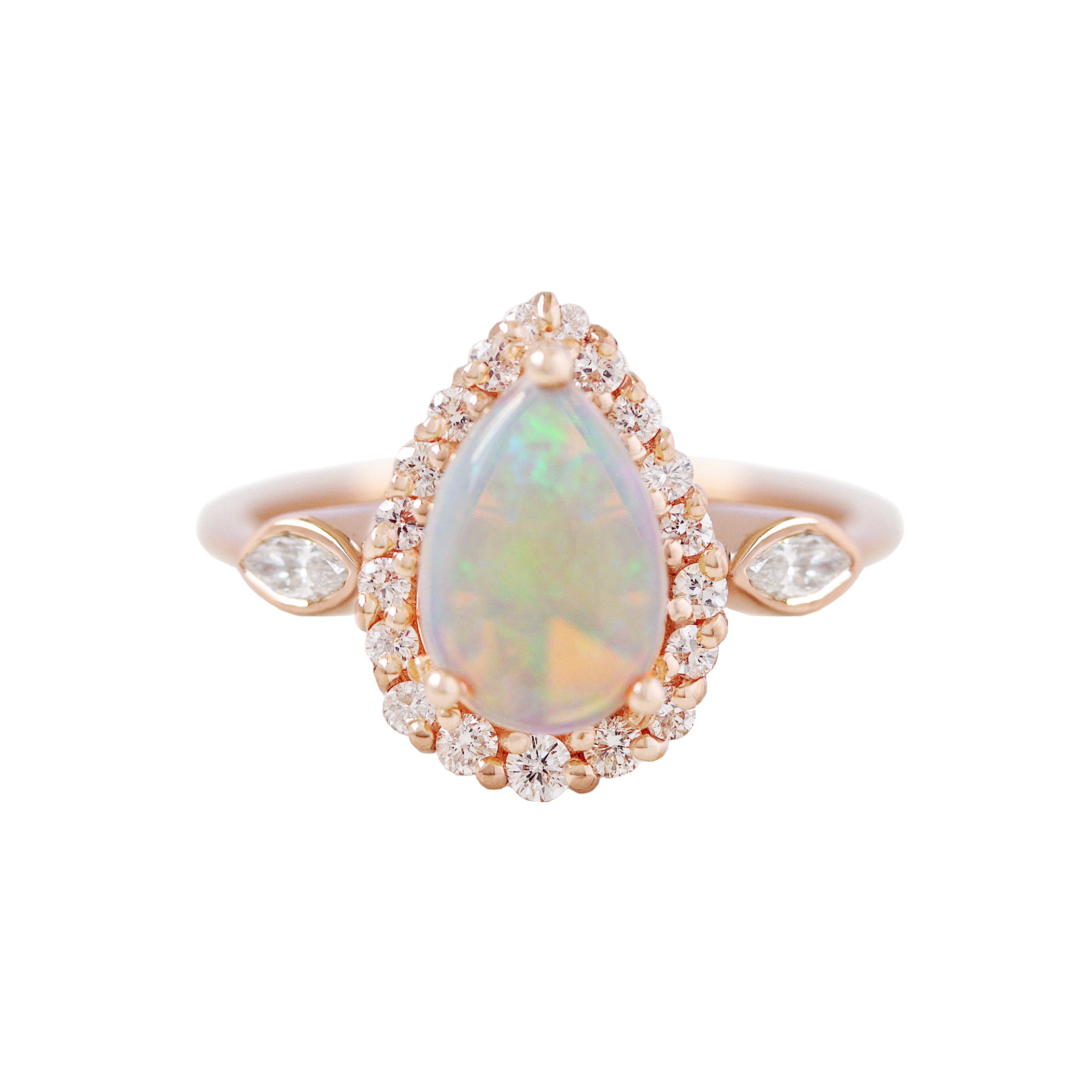 Pear Opal Marquise Diamond Halo Engagement Ring 'Zoe' ♥