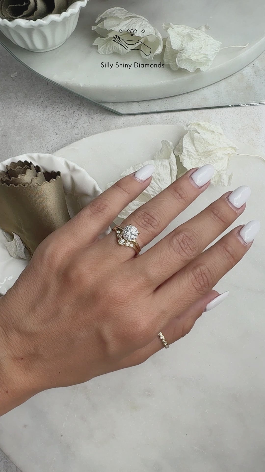 2 Carat Lab Diamond Simple Solitaire Ring and Matching Nesting Ring