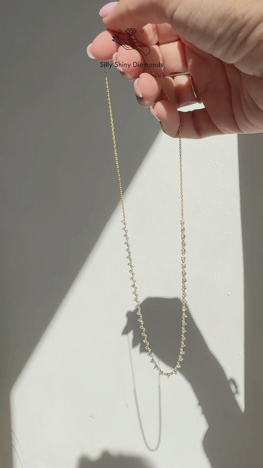 Floating Diamond Tennis Necklace yellow gold
