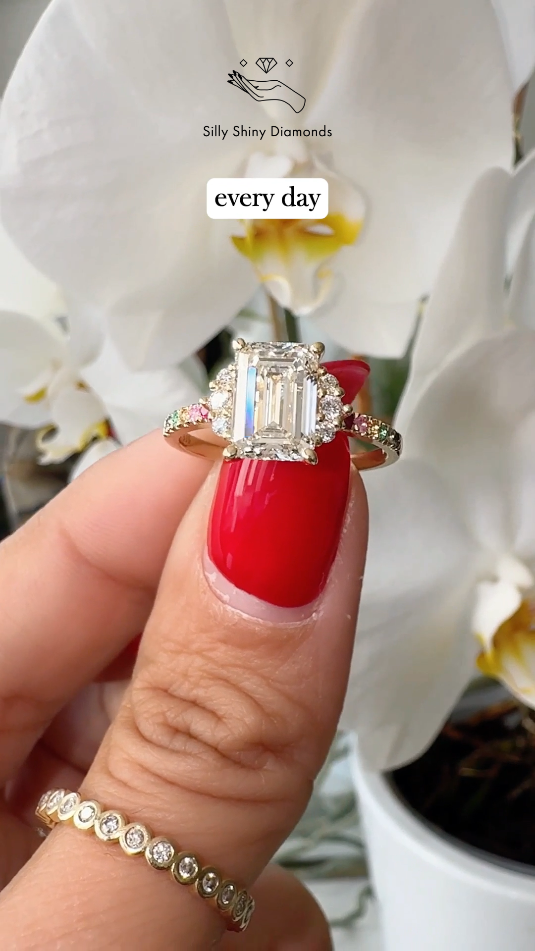 Rainbow Engagement Ring 2CT Emerald Cut Diamond - Parvati