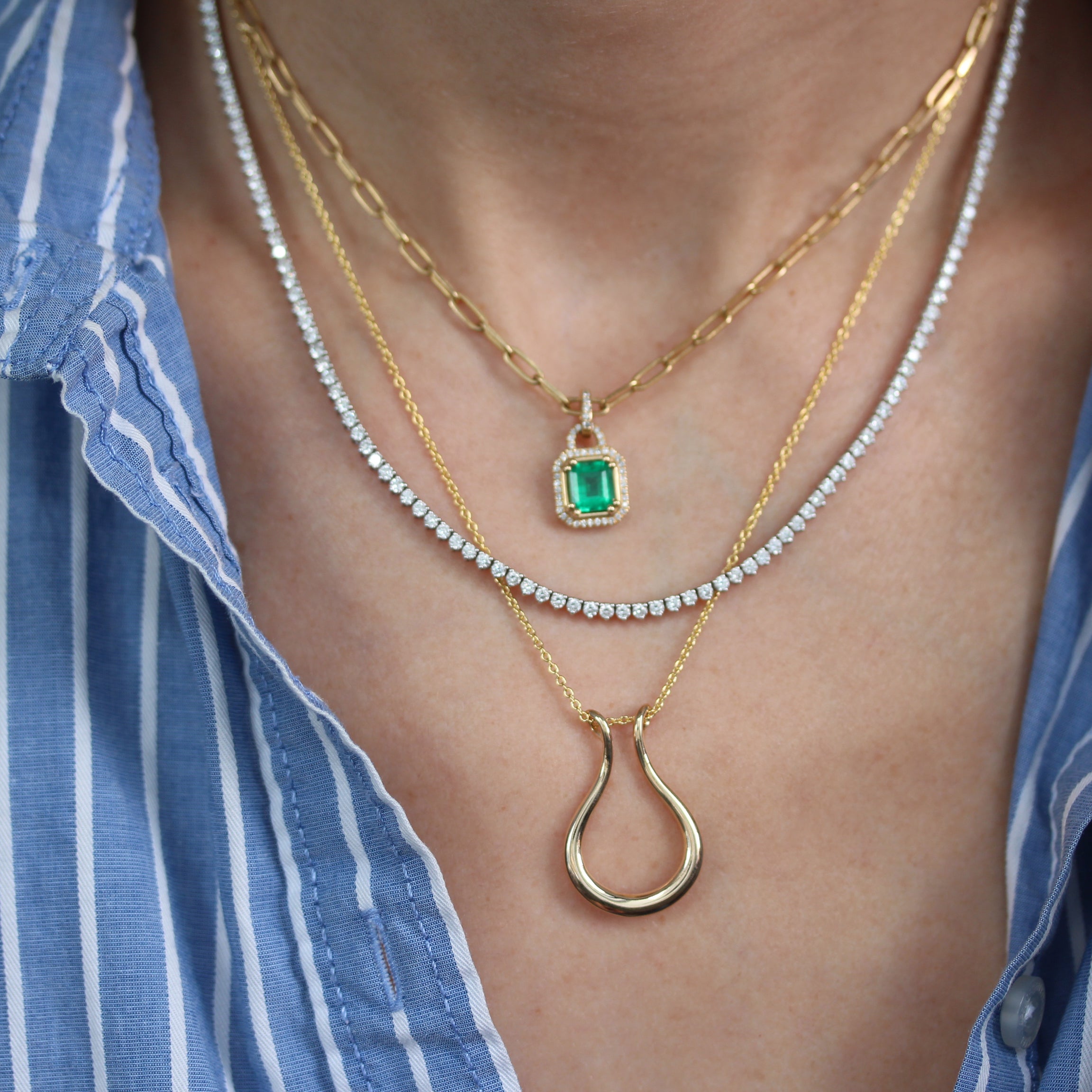 שרשרת תליון זהב מחזיק טבעת