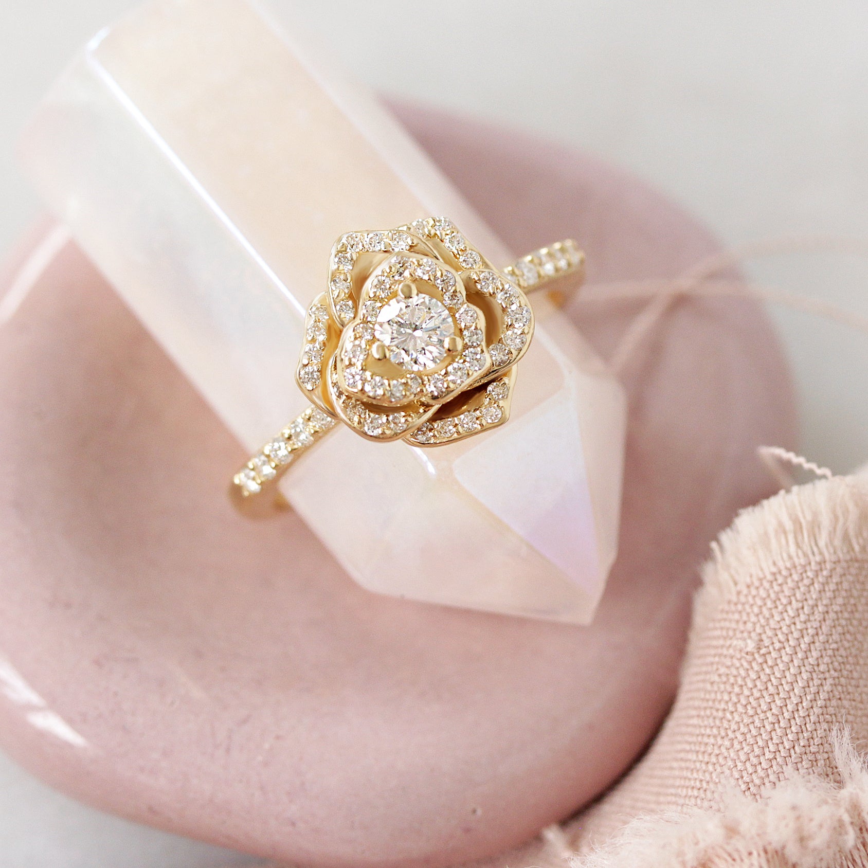 Rose Flower Diamond Ring birthflower