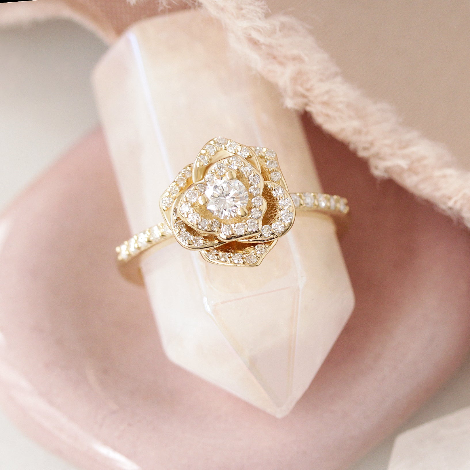 Rose Flower Diamond Ring birthflower
