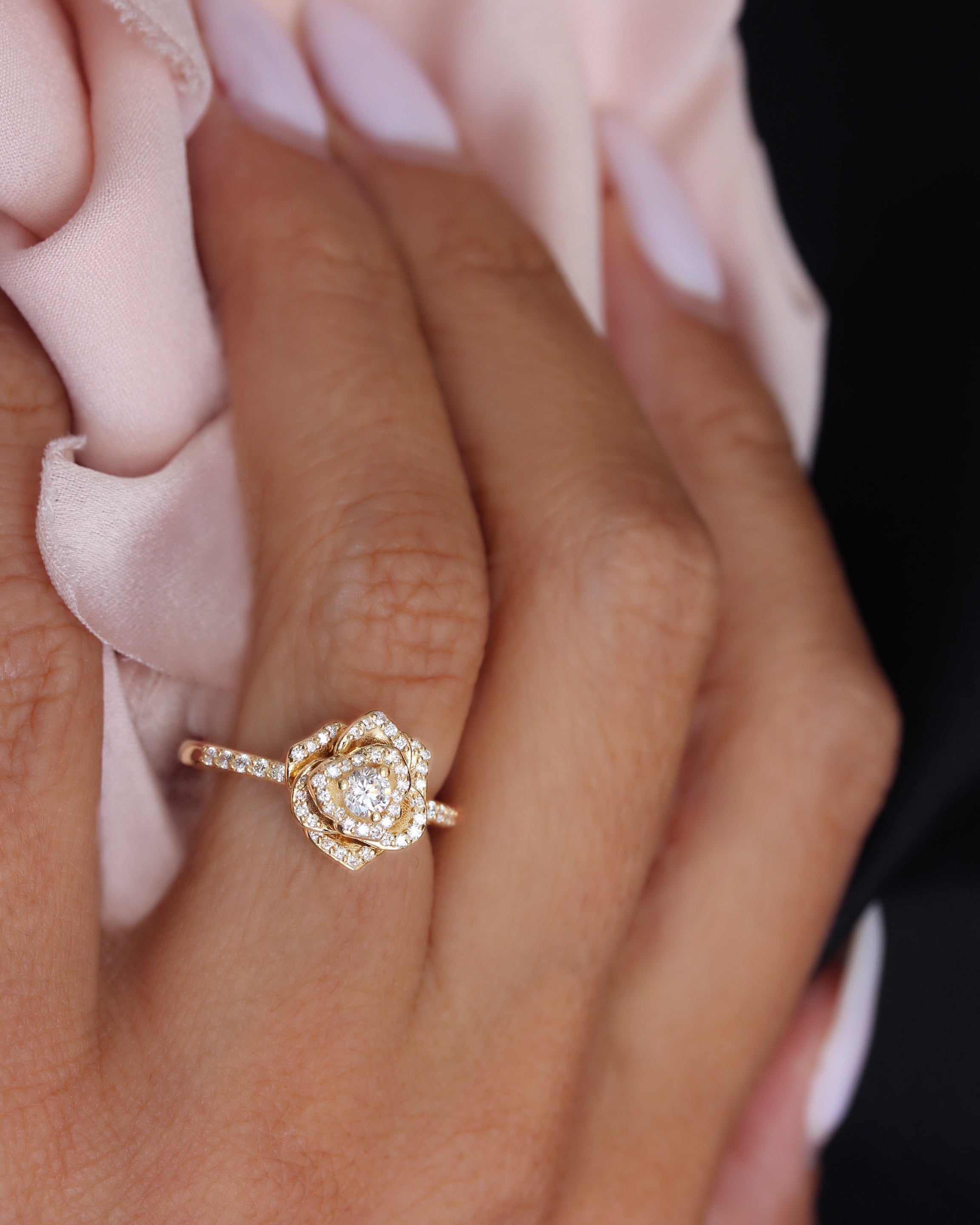 Rose Flower Diamond Ring