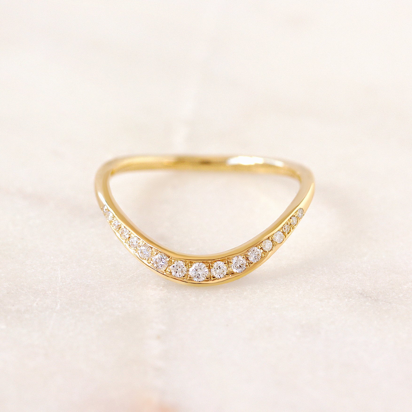 Round Curve Band Stacking Ring, Nesting Ring U Shape Wedding Ring - Kyle