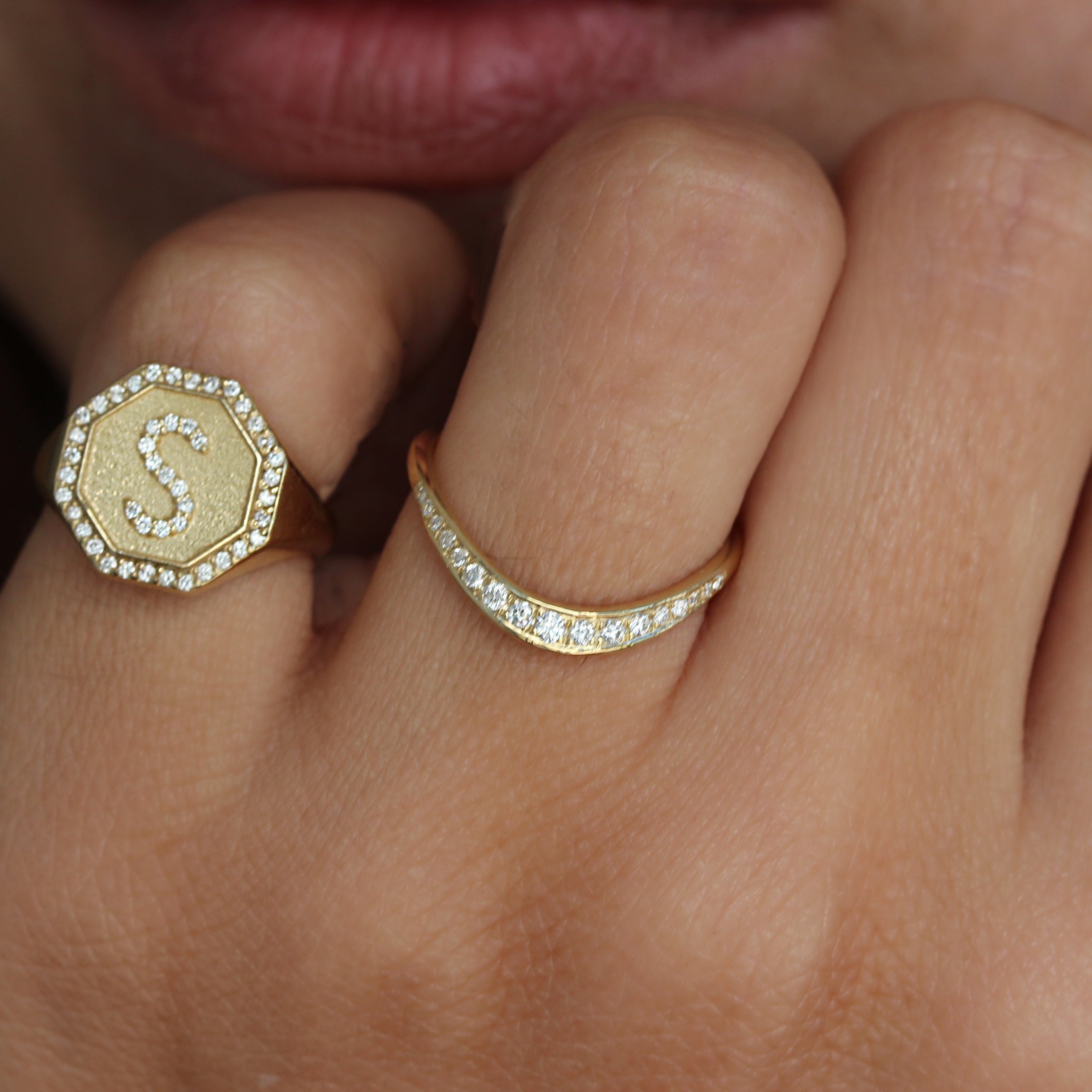 Round Curve Band Stacking Ring, Nesting Ring U Shape Wedding Ring - Kyle