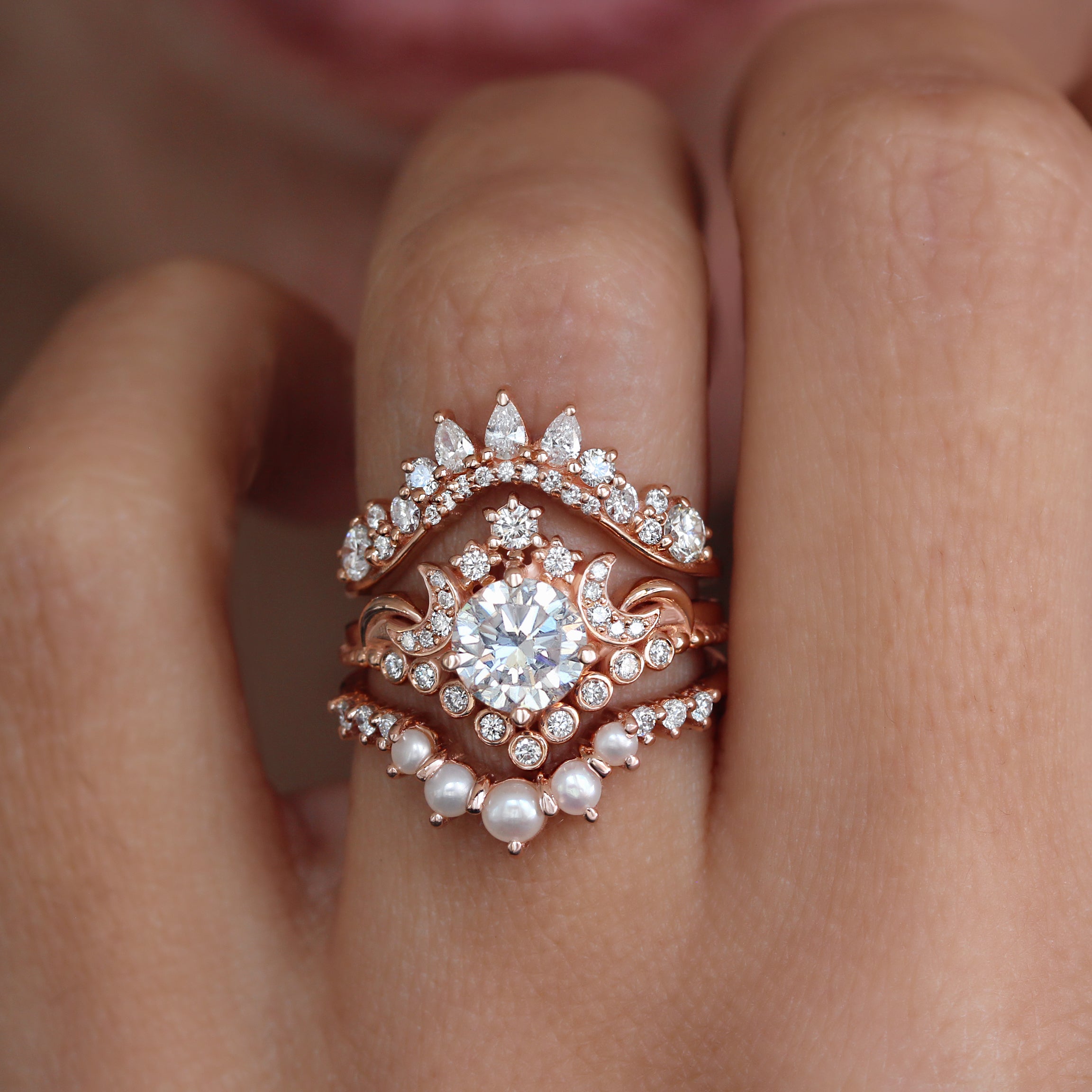 1CT Diamond Celestial Unique Engagement Ring "Moonlight" ♥