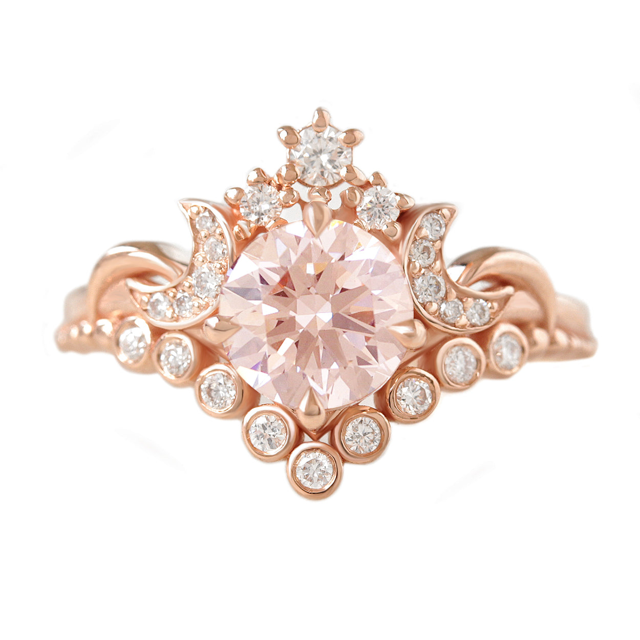 Pink Lab Diamond Moons and Stars Engagement Ring - Moonlight