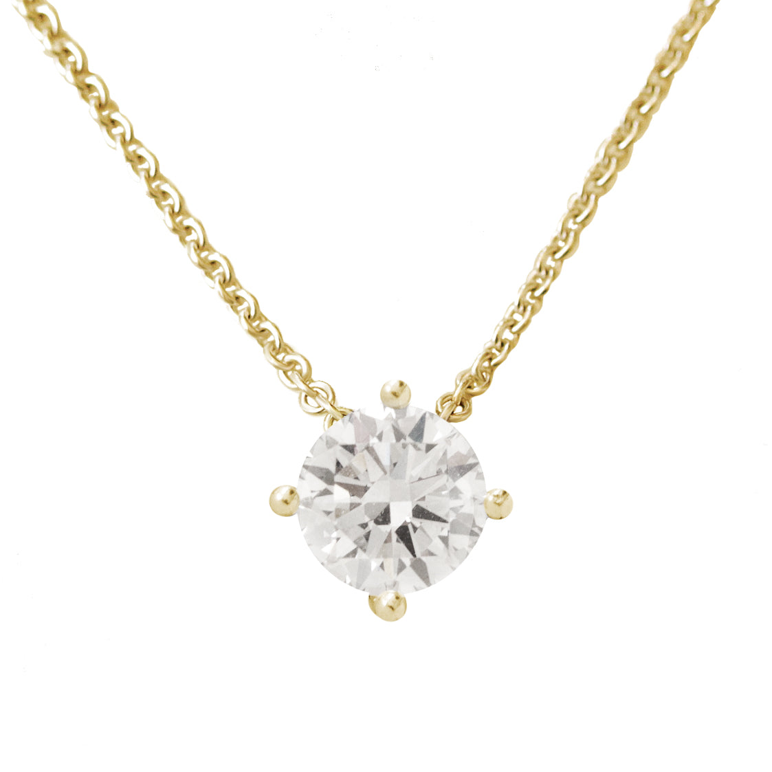 1CT Round Diamond Prong Setting Solitaire Pendant Necklace Arya