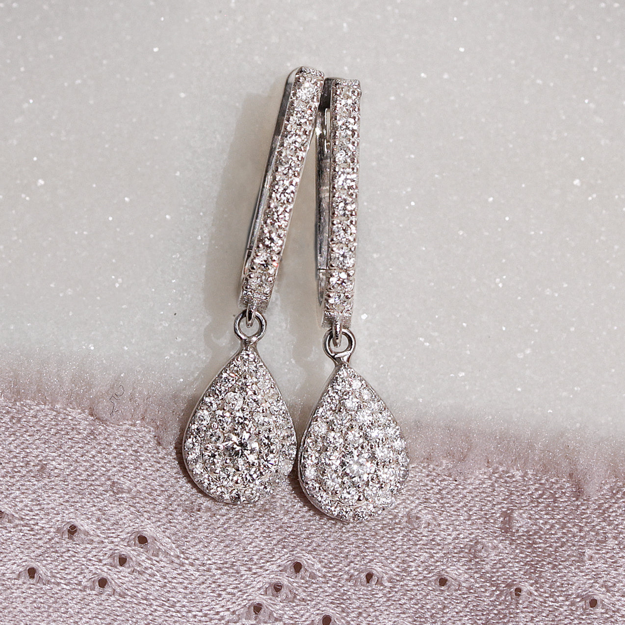 Small Pear Diamond Drops Dangle Earrings Basic