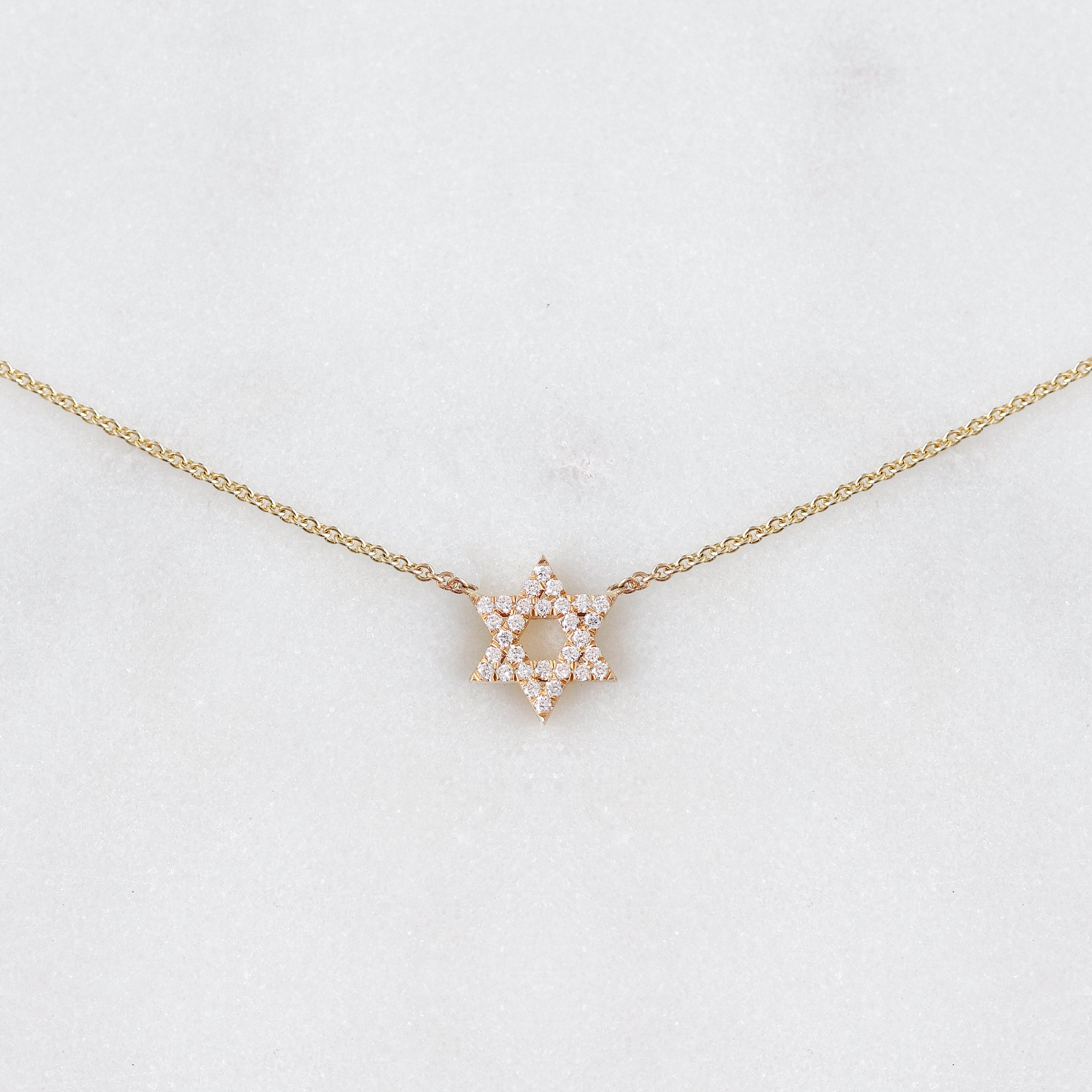 Small Star of David Magen David Diamond Pendant Gold Necklace ♥