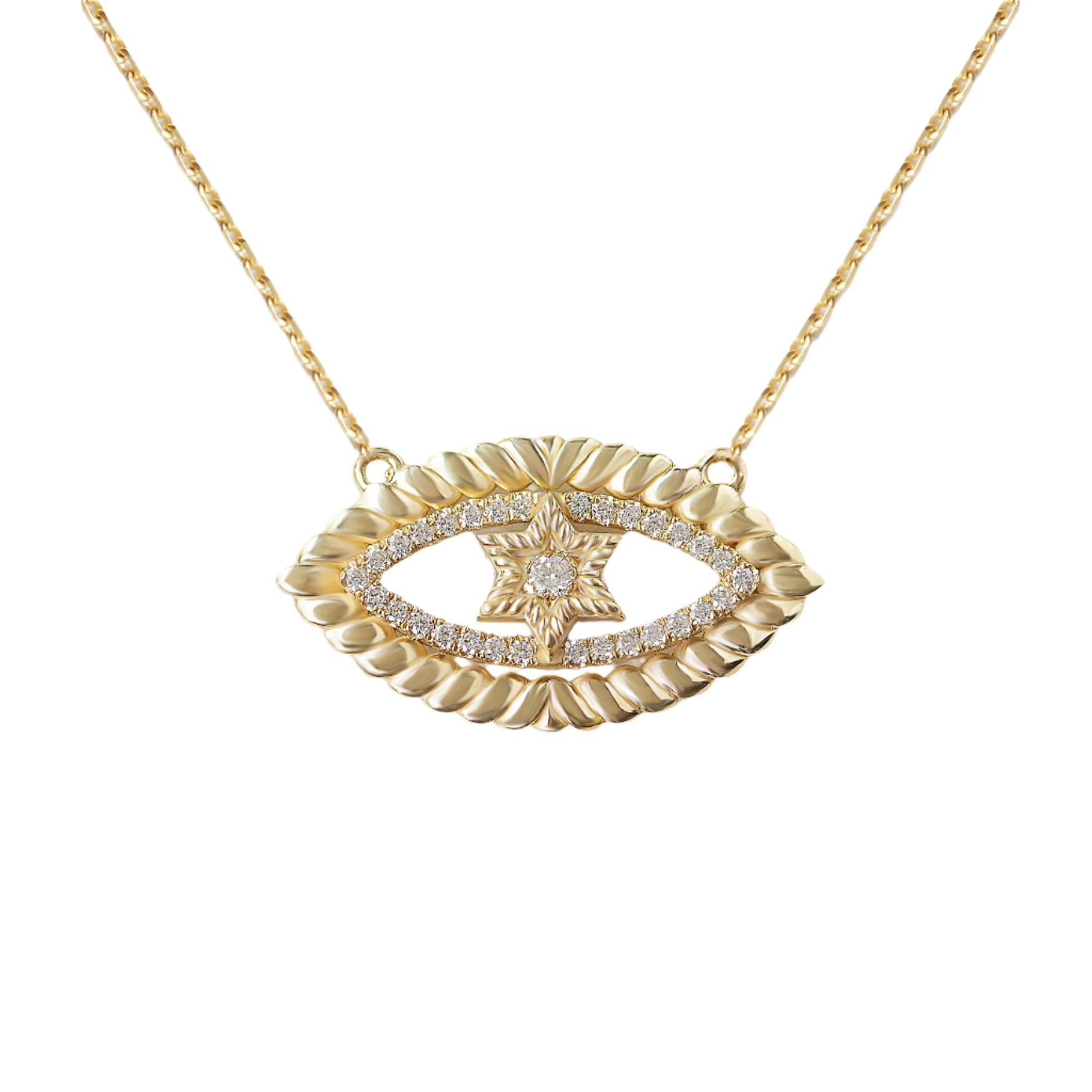 Evil Eye Magen David Star Diamond Necklace - Judaica jewelry