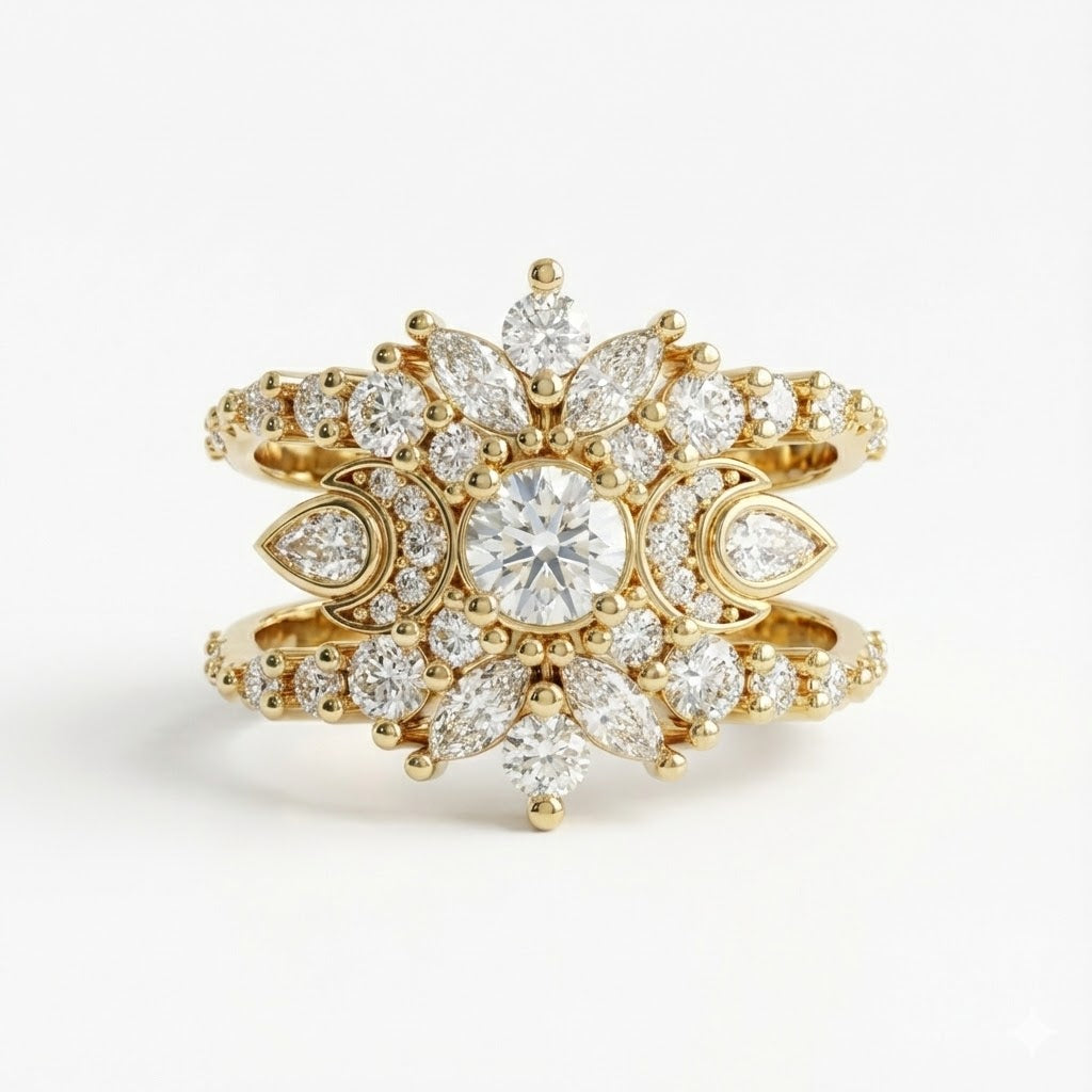 Diamond Celestial Moon Unique Engagement Ring The Wildflower