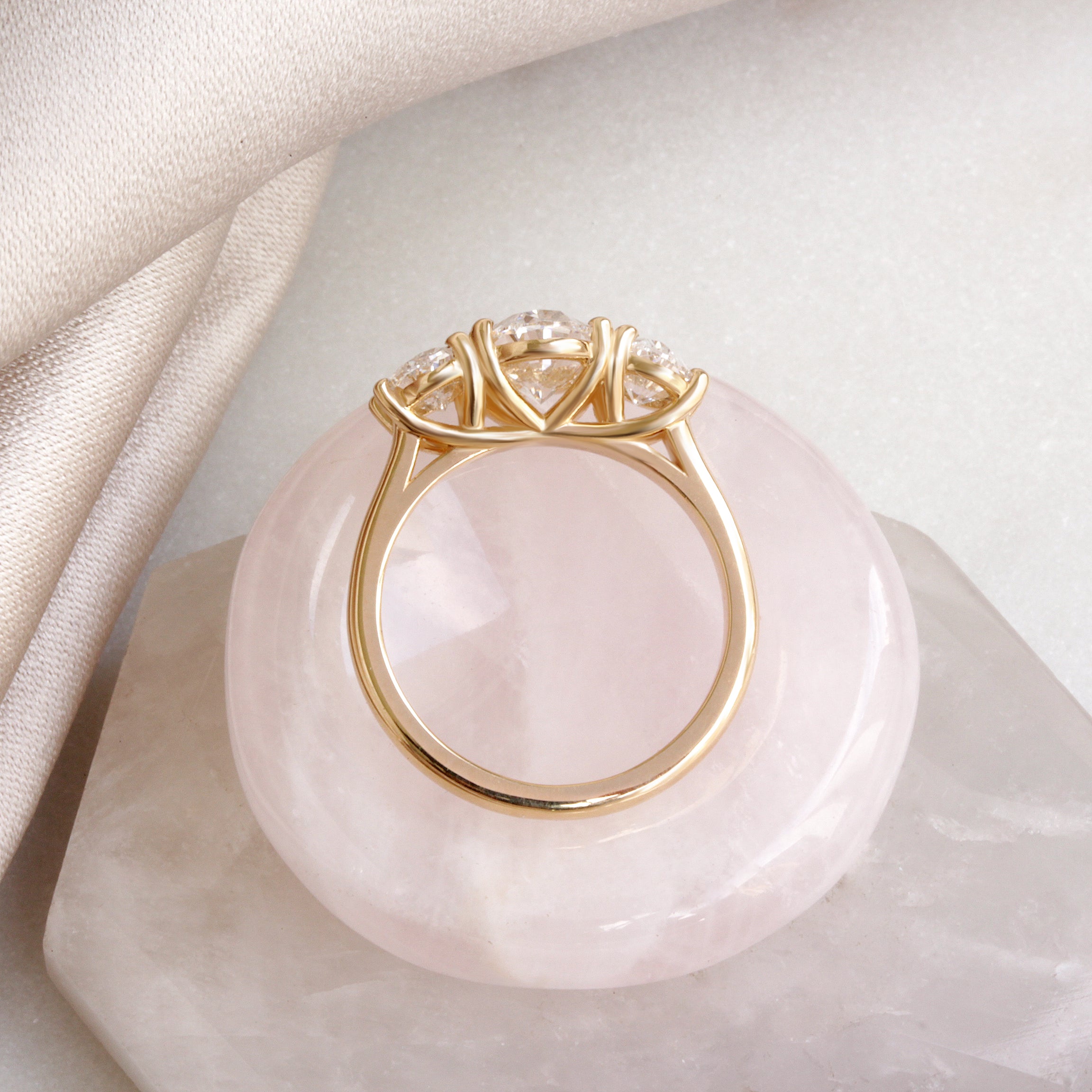 Three Stone Oval Lab Grown Diamonds Engagement Ring