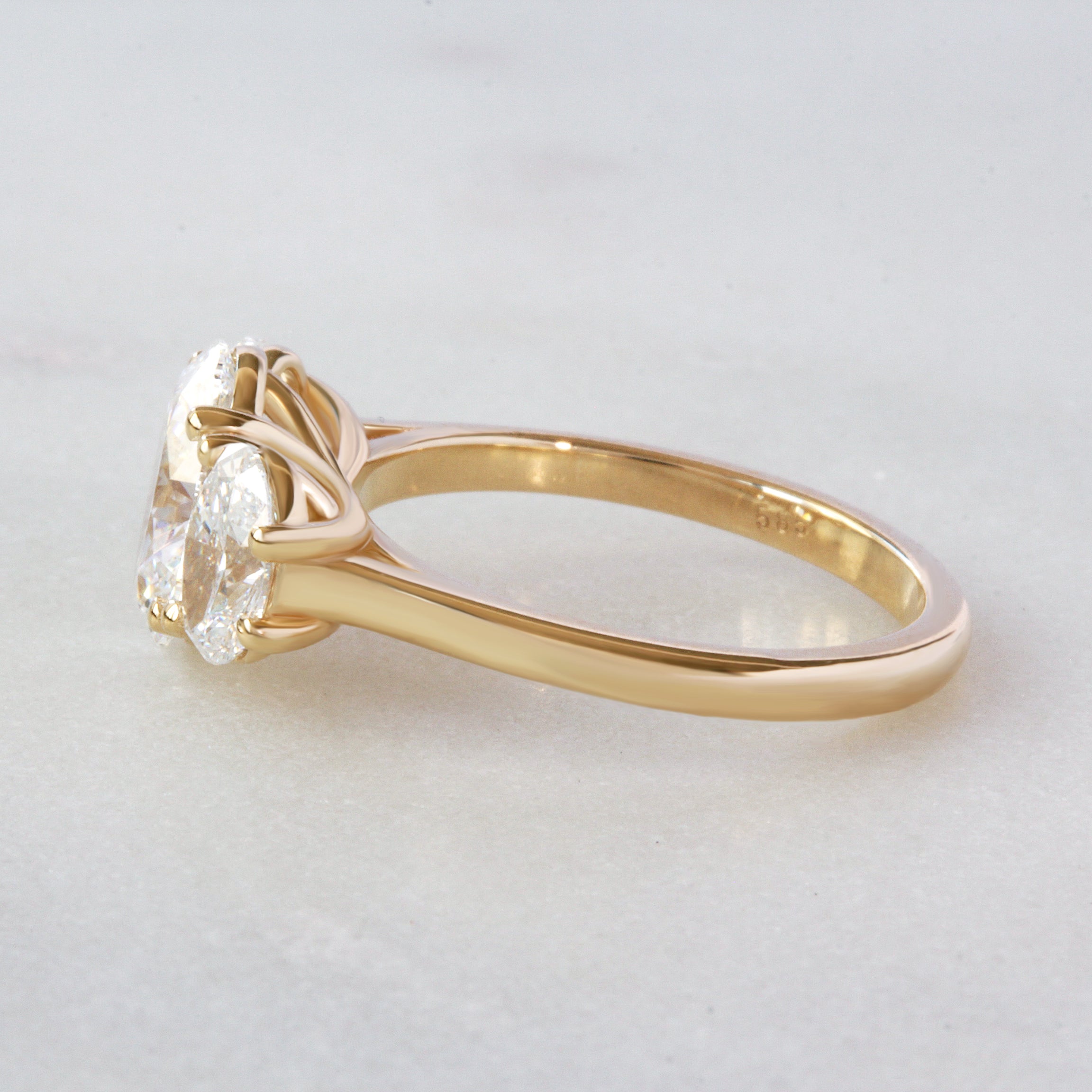 Three Stone Oval Lab Grown Diamonds Engagement Ring