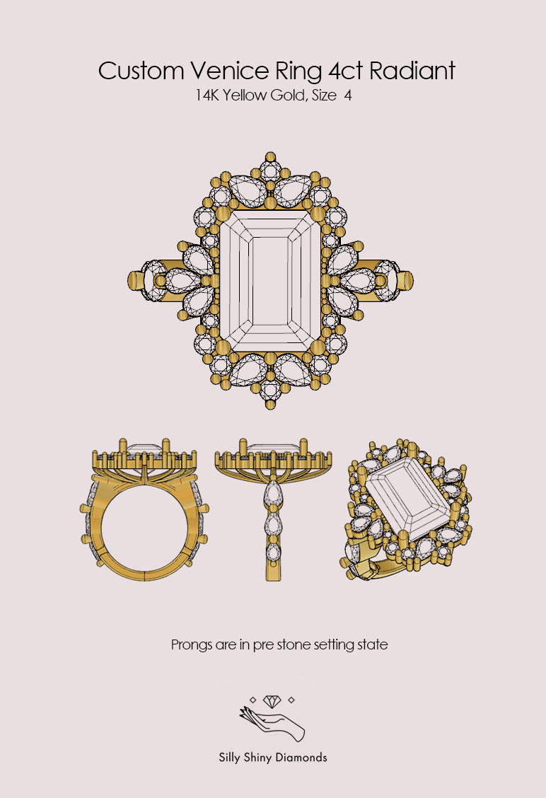 Private listing for James - Custom Venice Ring, 14K Yellow Gold, Size 4.